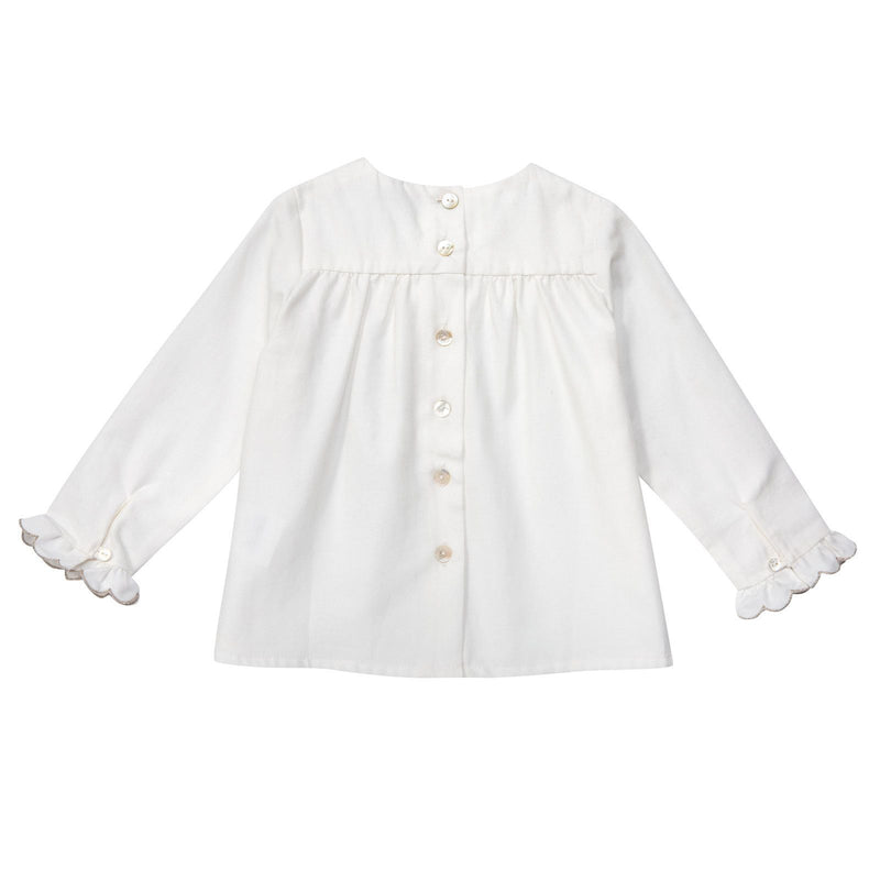Baby White Cotton 2 Pice Babygrow With Silver Trims - CÉMAROSE | Children's Fashion Store - 2