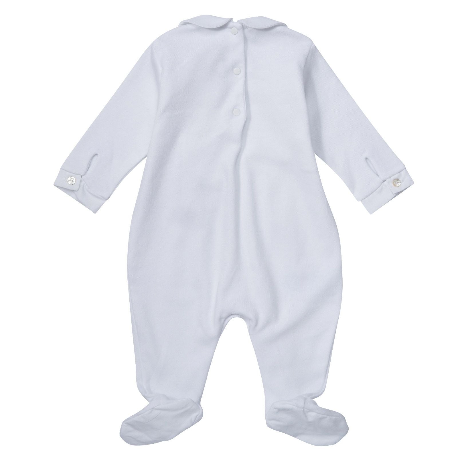 Baby White Babygrow with Embroidered Logo - CÉMAROSE | Children's Fashion Store - 2
