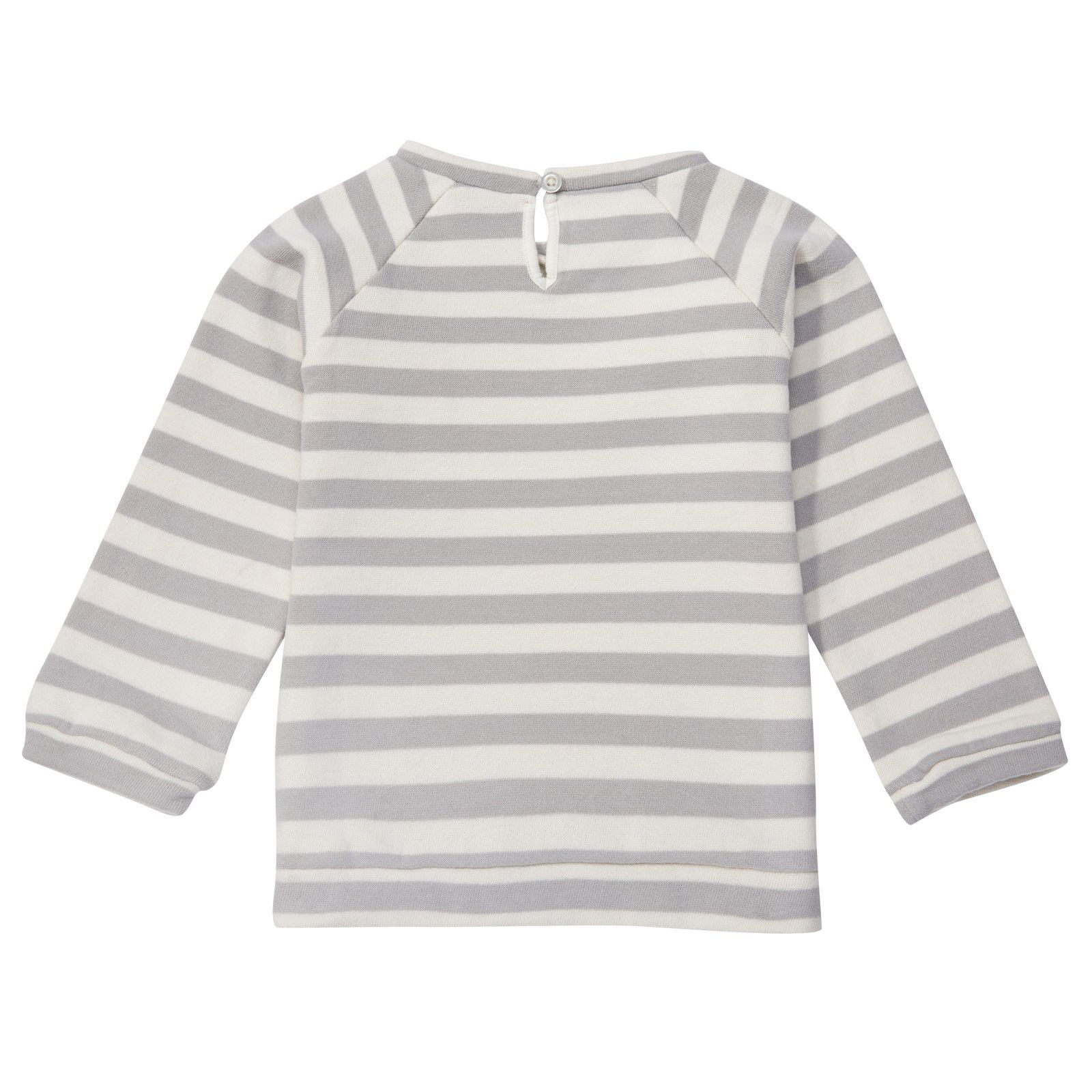 Baby Boys White&Grey Stripe Embroidered Monster Sweater - CÉMAROSE | Children's Fashion Store - 2