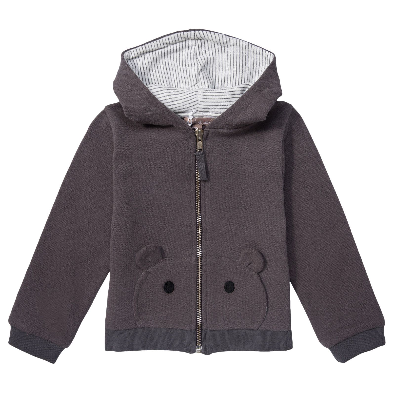 Baby Boys Dark Grey Hooded Zip-up Tops With Monster Pockets - CÉMAROSE | Children's Fashion Store - 1