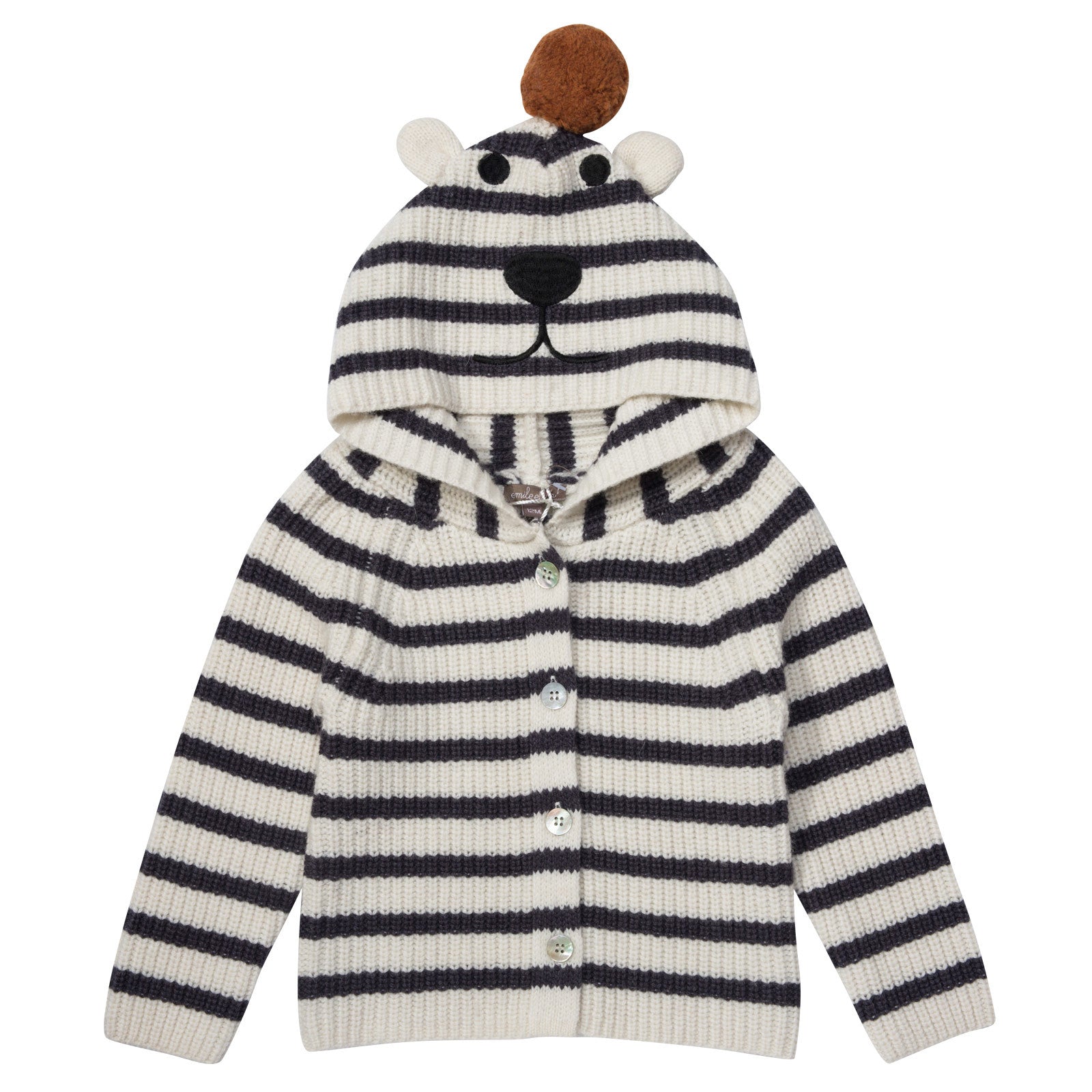 Baby Boys Grey&Blue Stripe Monster Hooded Cardigan - CÉMAROSE | Children's Fashion Store - 1