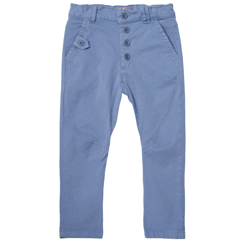 Boys Blue Slim Fit Cotton Trousers - CÉMAROSE | Children's Fashion Store - 1