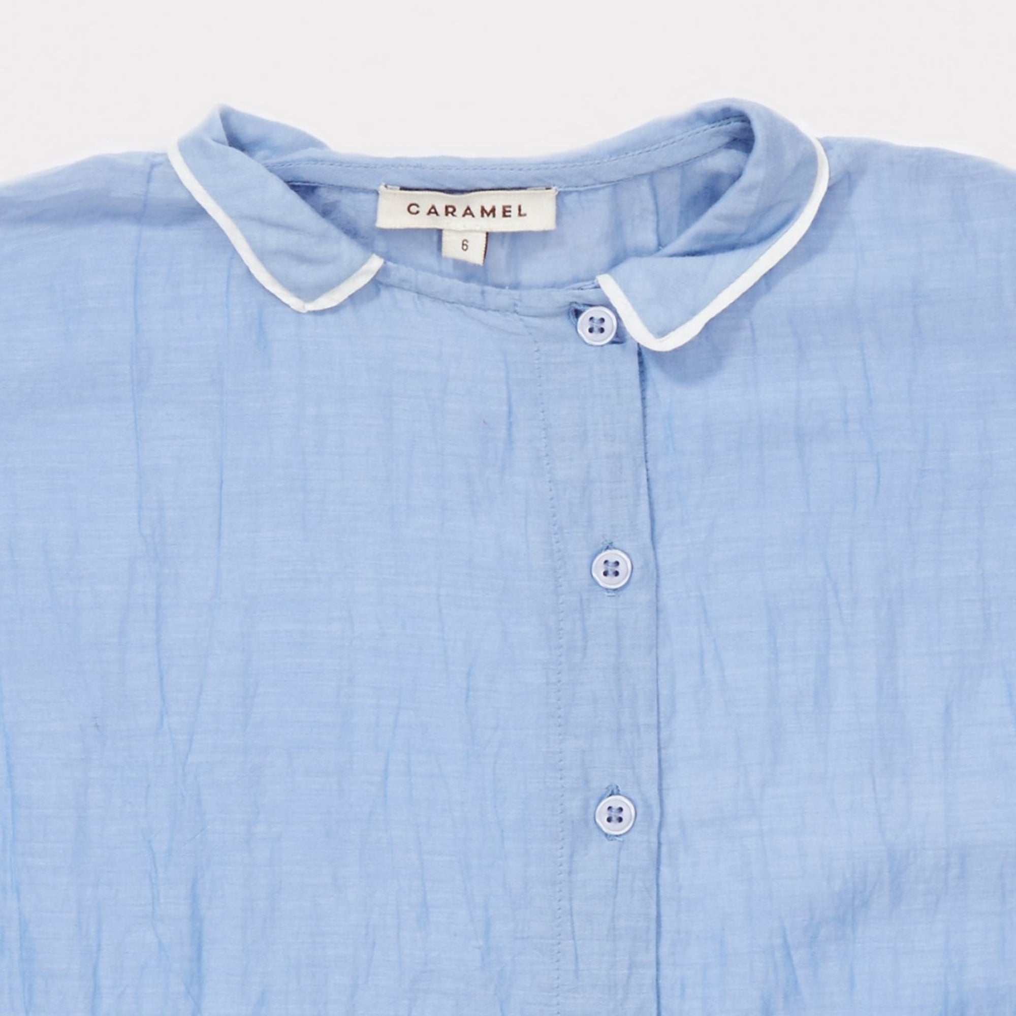 Girls Azure Blue Cotton Woven T-shirt