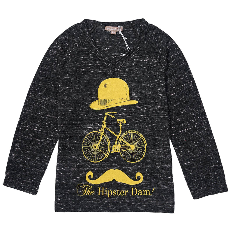 Boys Black T-Shirt With The Hipster Dam Logo - CÉMAROSE | Children's Fashion Store - 1