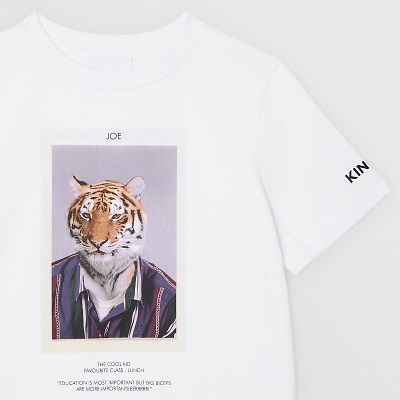 Boys White Tiger Cotton T-Shirt