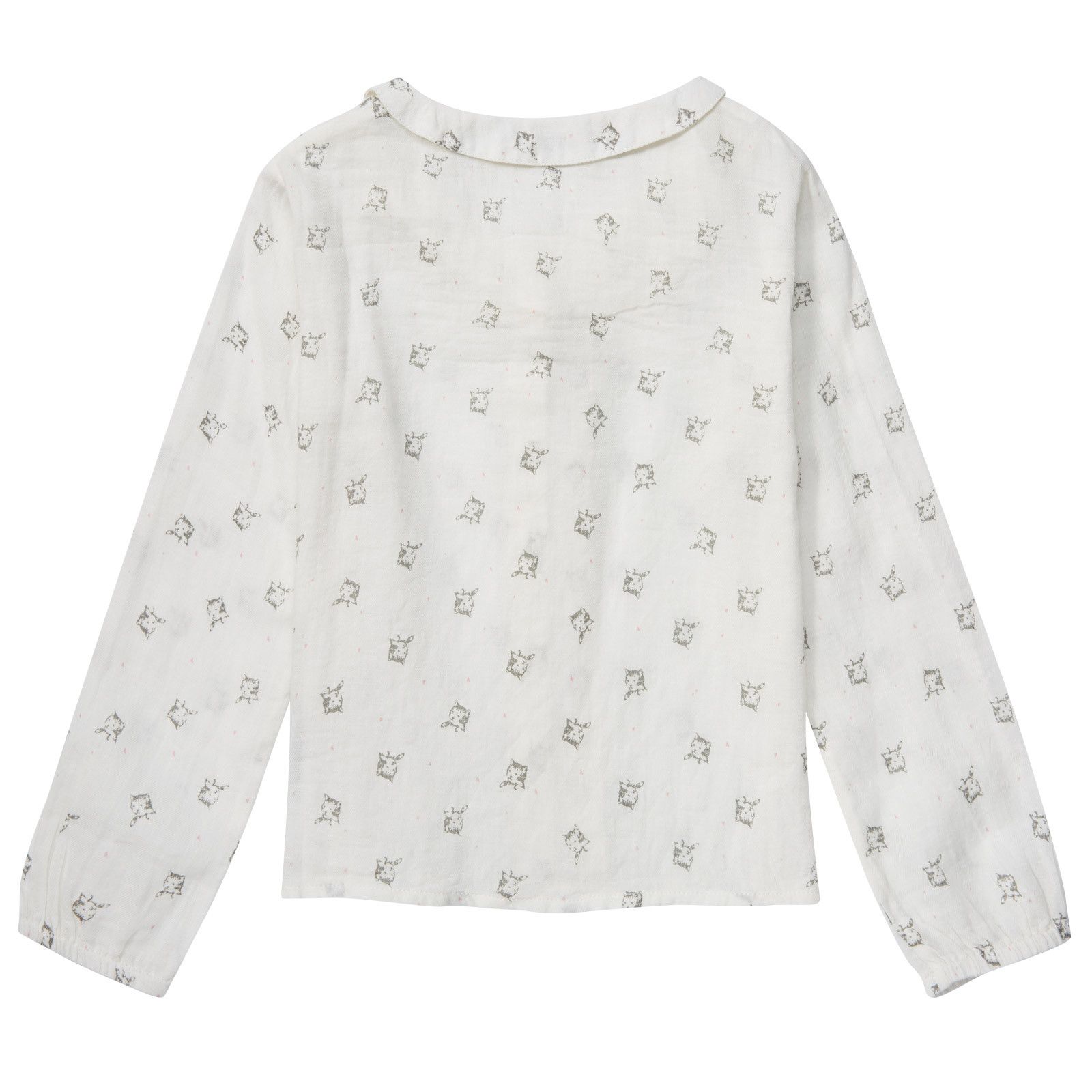 Girls Beige Cat Printed Cotton Blouse - CÉMAROSE | Children's Fashion Store - 2
