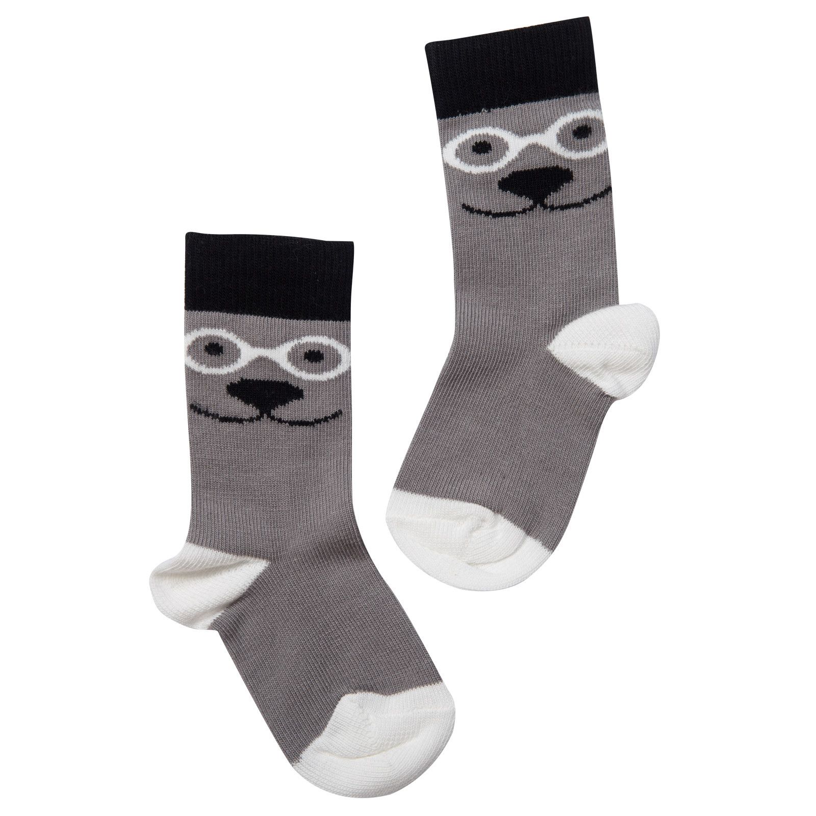 Boys Grey Embroidered Bear Socks - CÉMAROSE | Children's Fashion Store - 1