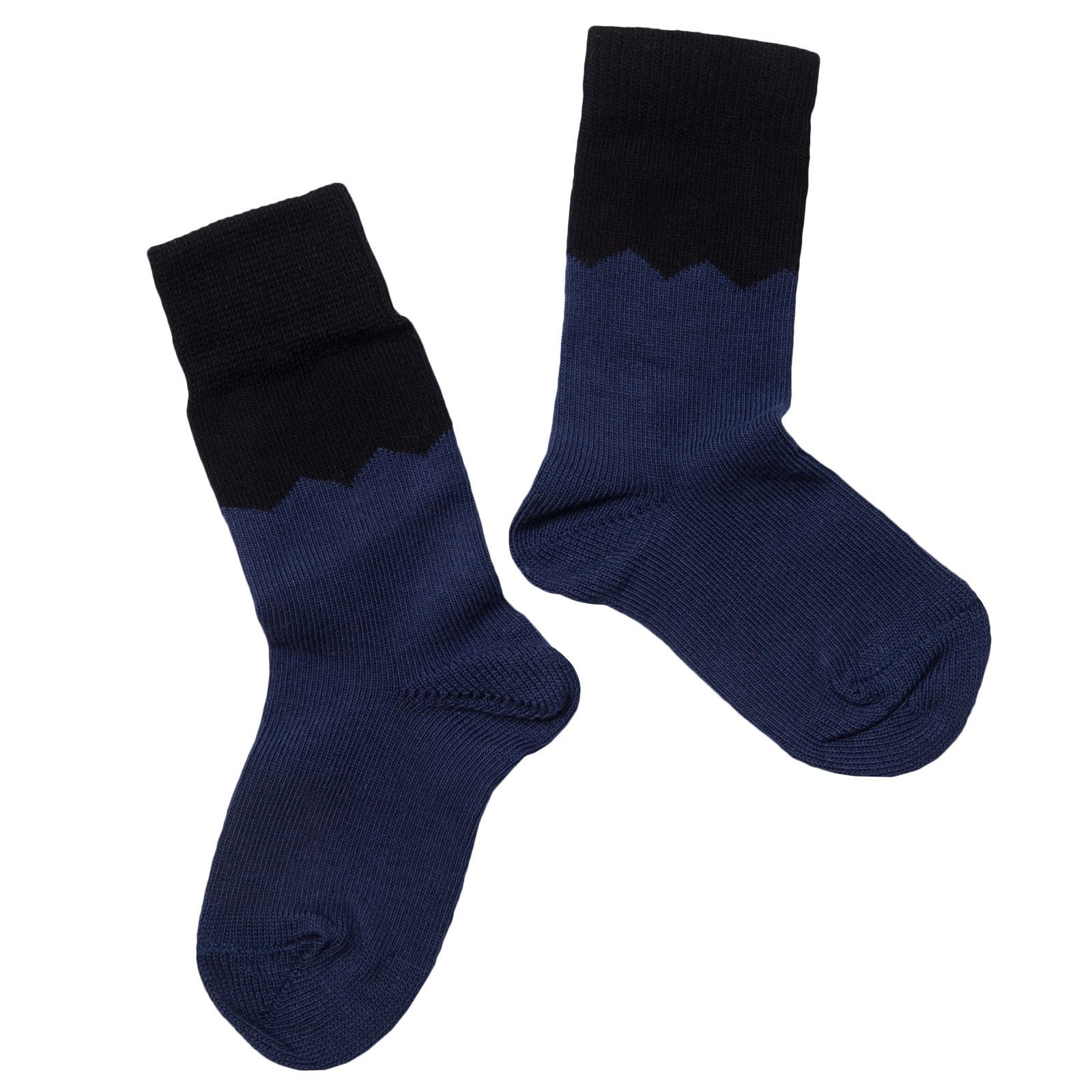 Boys Navy Blue Embroidered Monster Two-tone Socks - CÉMAROSE | Children's Fashion Store - 2