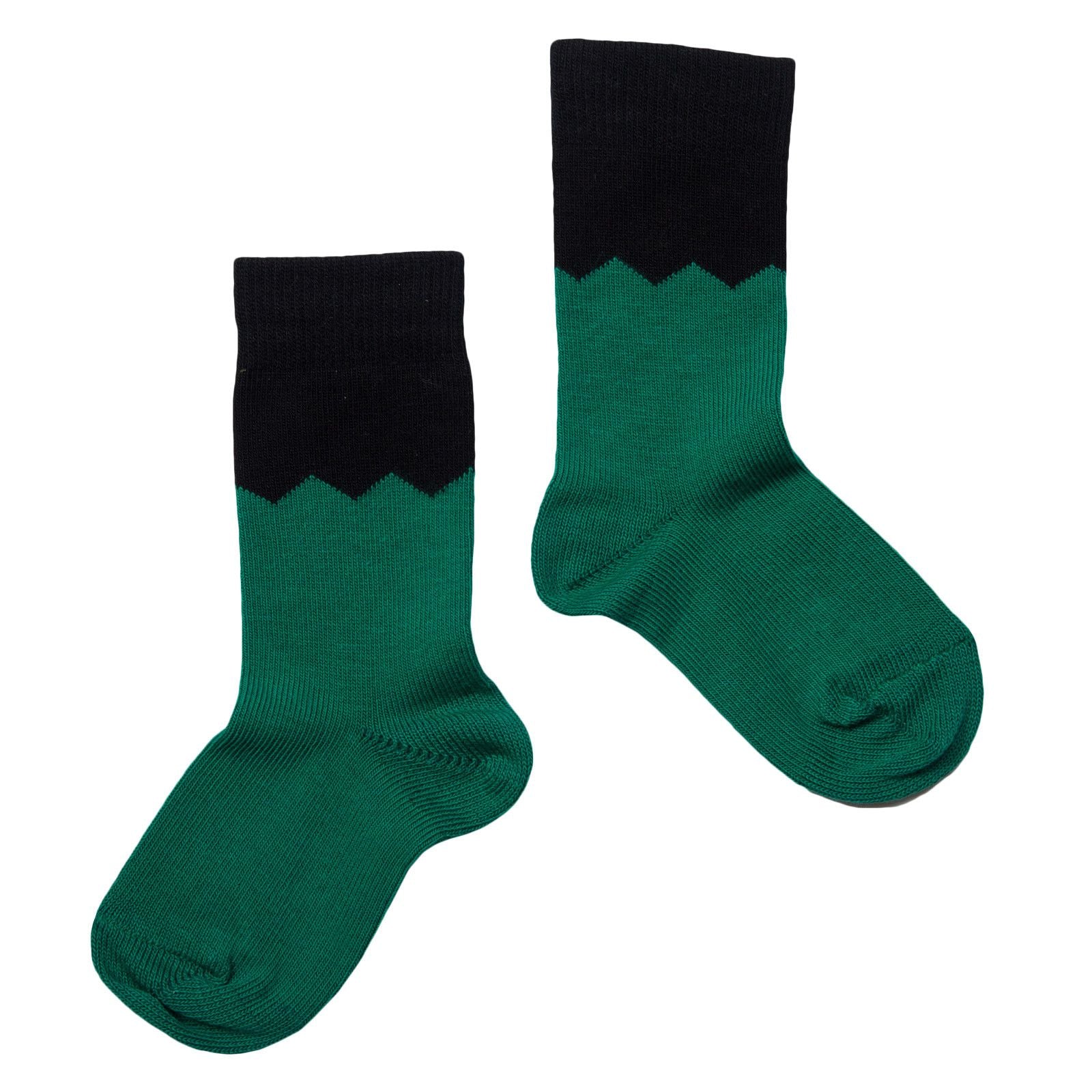 Boys Green Embroidered Monster Two-tone Socks - CÉMAROSE | Children's Fashion Store - 2