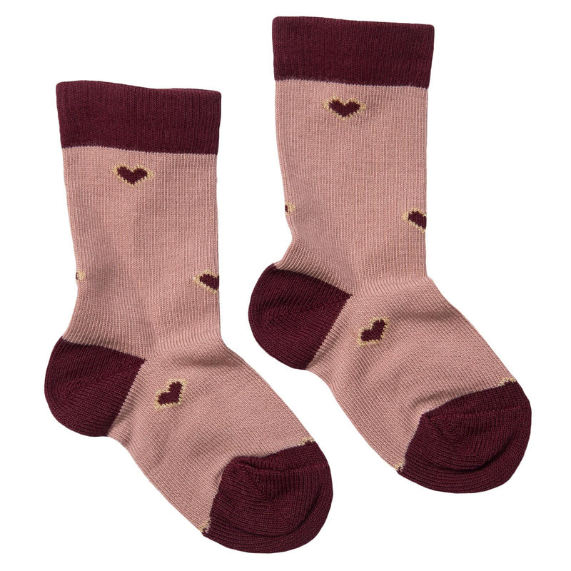 Girls Dusty Pink Embroidered Hearts Socks - CÉMAROSE | Children's Fashion Store - 1