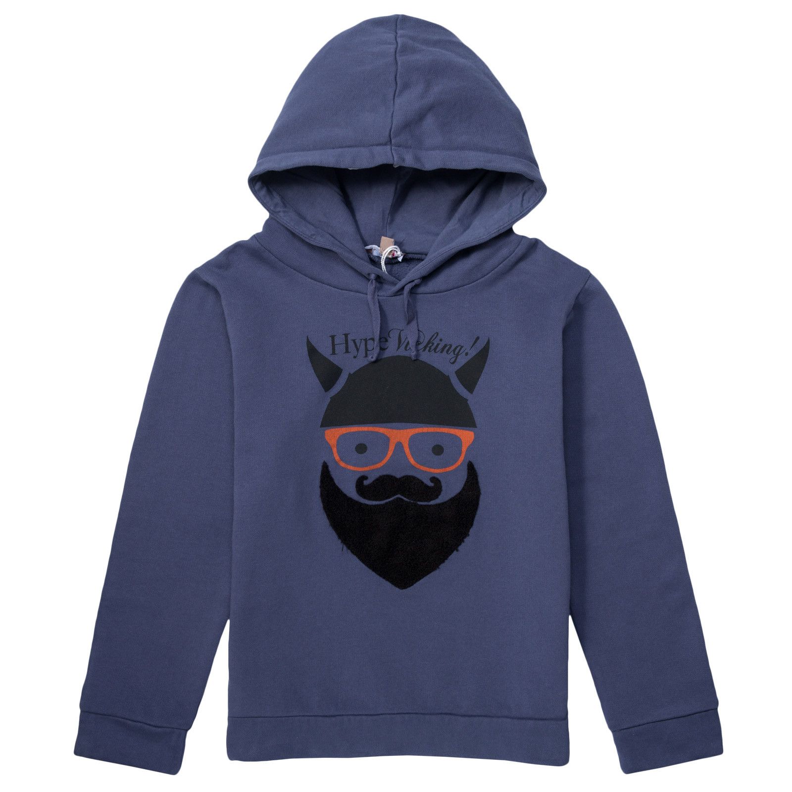 Boys Navy Blue Viking Beard Logo Hooded Zip-up Tops - CÉMAROSE | Children's Fashion Store - 1