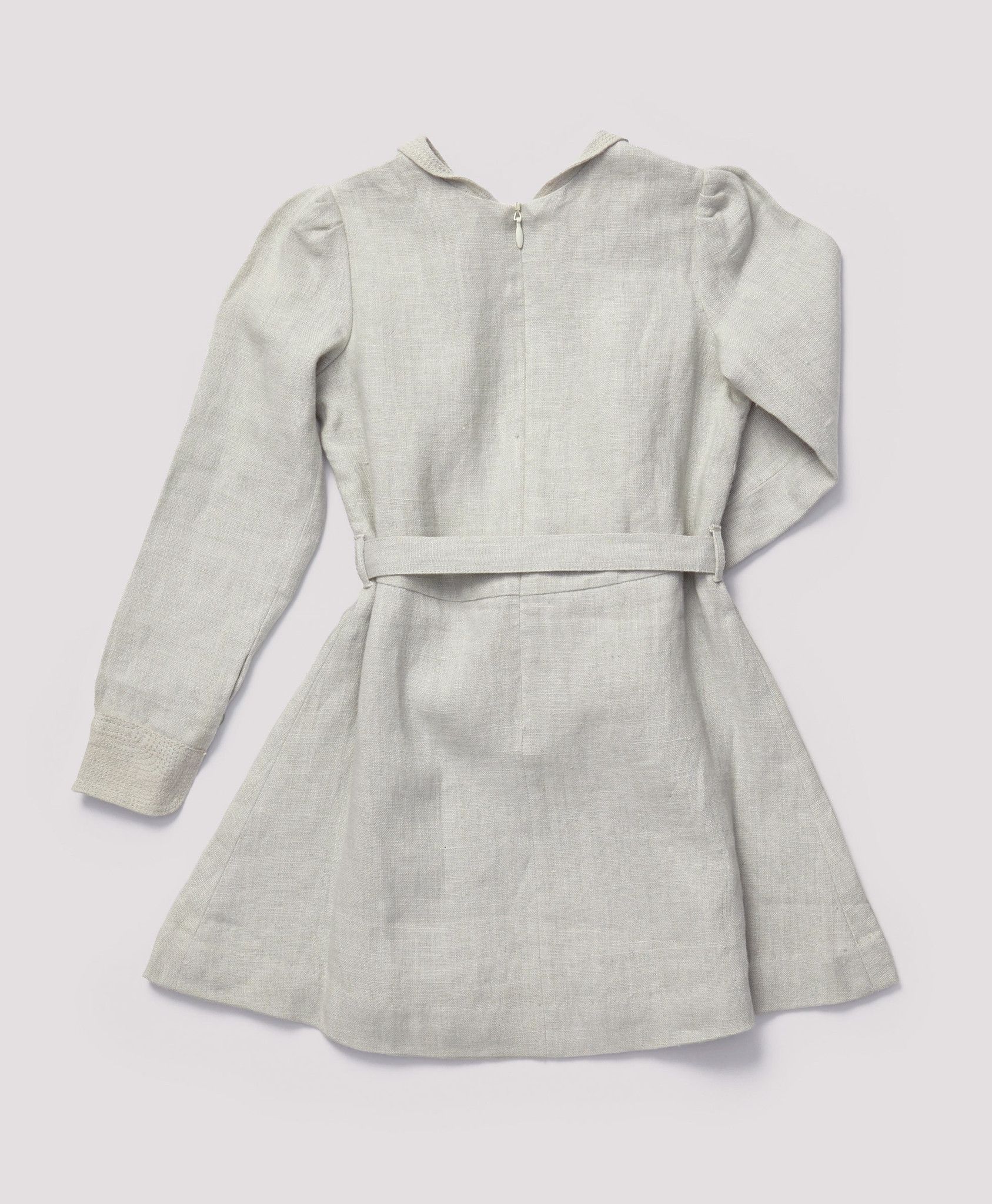 Girls Grey Eembroidered Collar Heartwood Dress With Belt - CÉMAROSE | Children's Fashion Store - 2