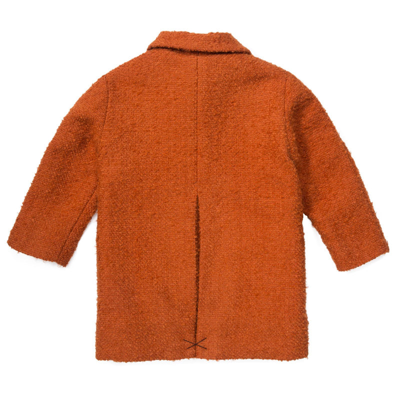 Girls Burnt Orange Wool Coat With Flap Pockets - CÉMAROSE | Children's Fashion Store - 2
