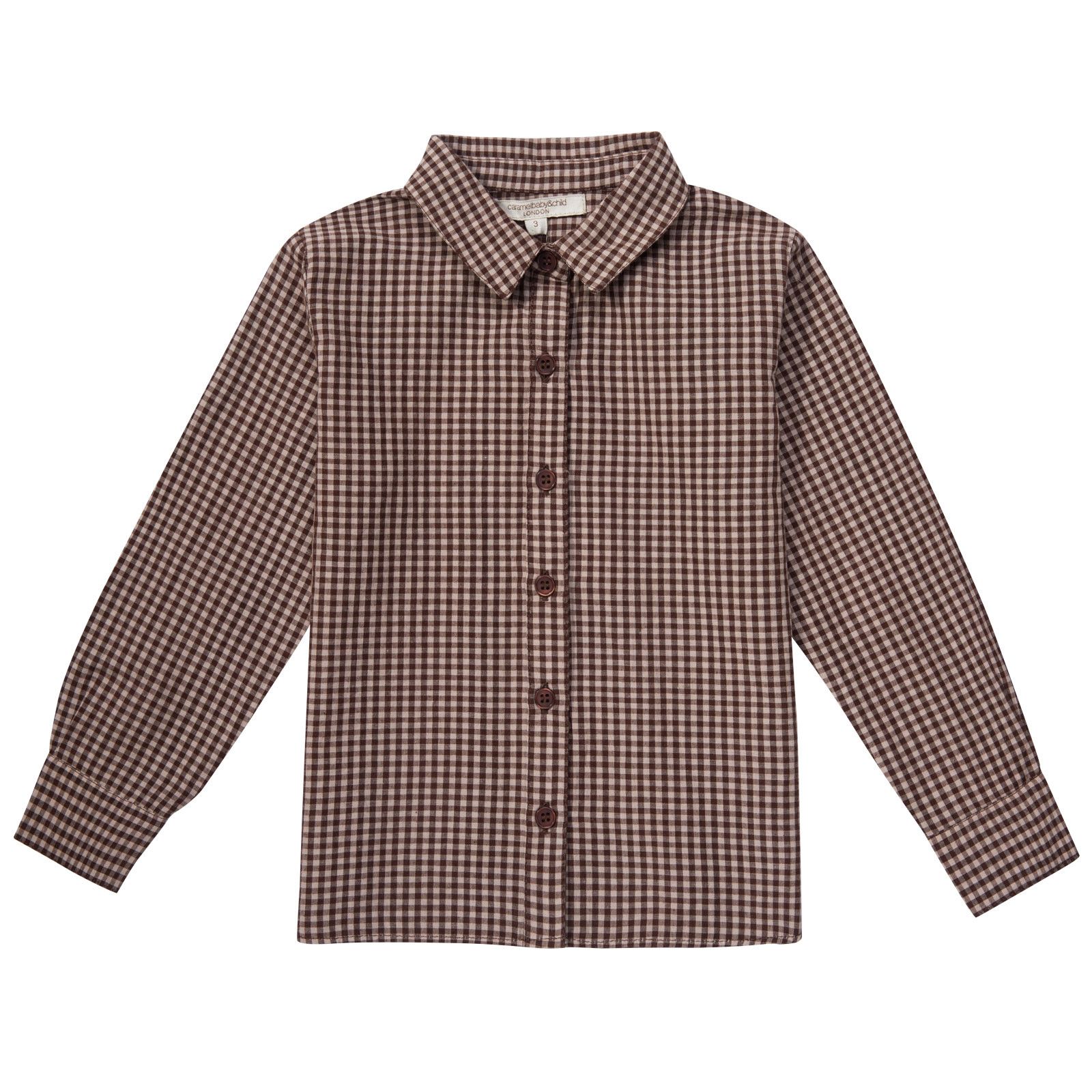 Boys Brown Gingham Cotton Shirt - CÉMAROSE | Children's Fashion Store - 1