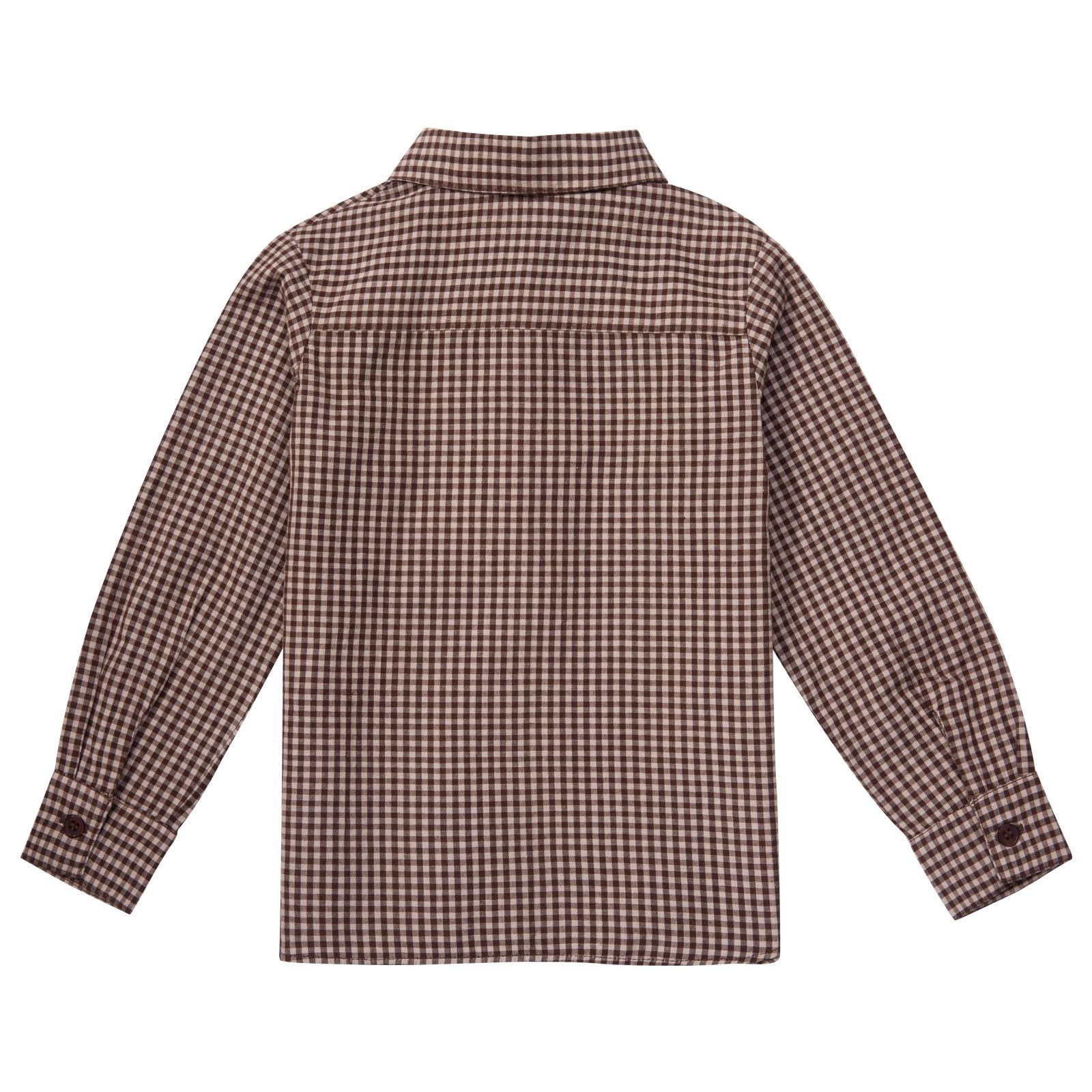 Boys Brown Gingham Cotton Shirt - CÉMAROSE | Children's Fashion Store - 2