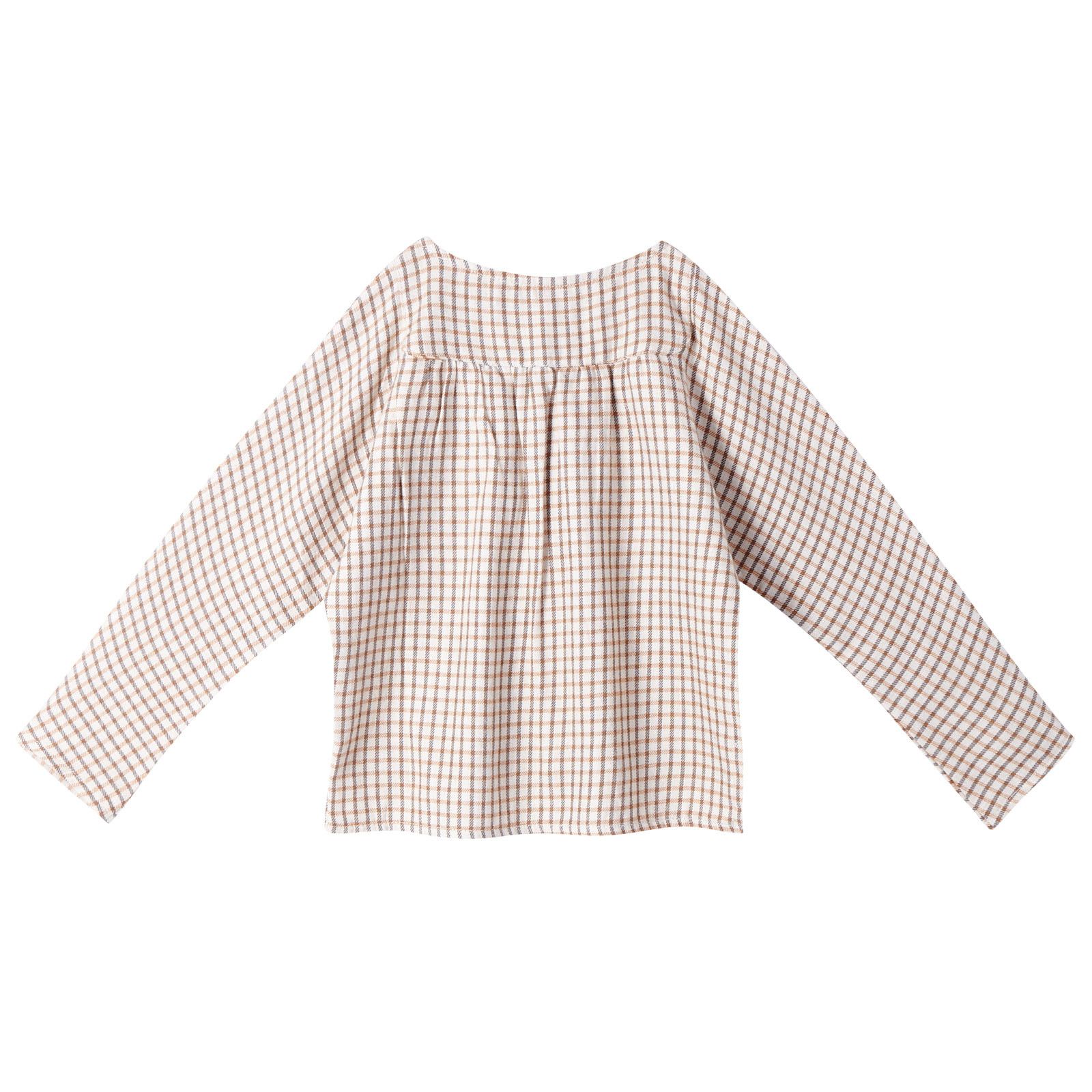 Boys Beige Spic Check Cotton Shirt - CÉMAROSE | Children's Fashion Store - 2