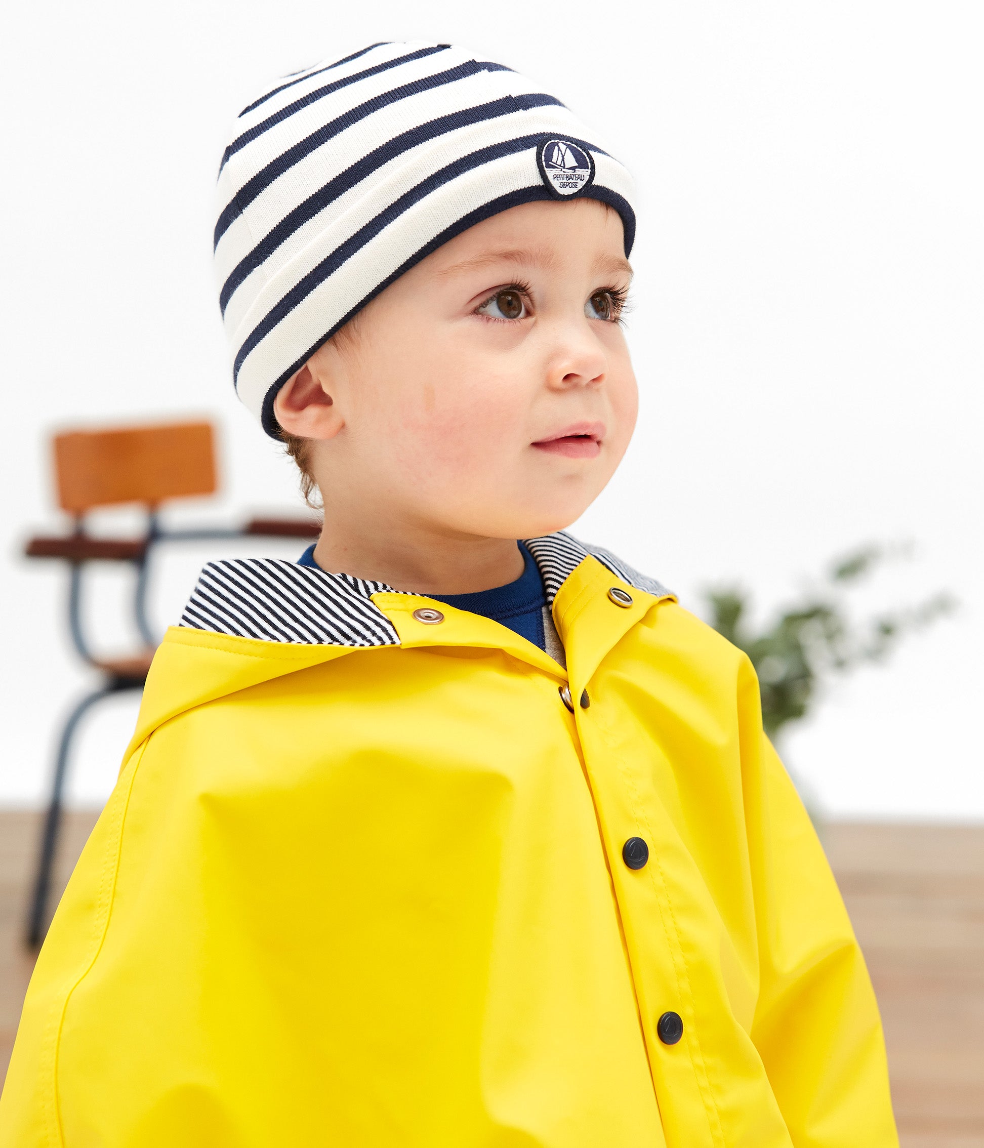 Baby Boys Blue & Beige Cotton Hat