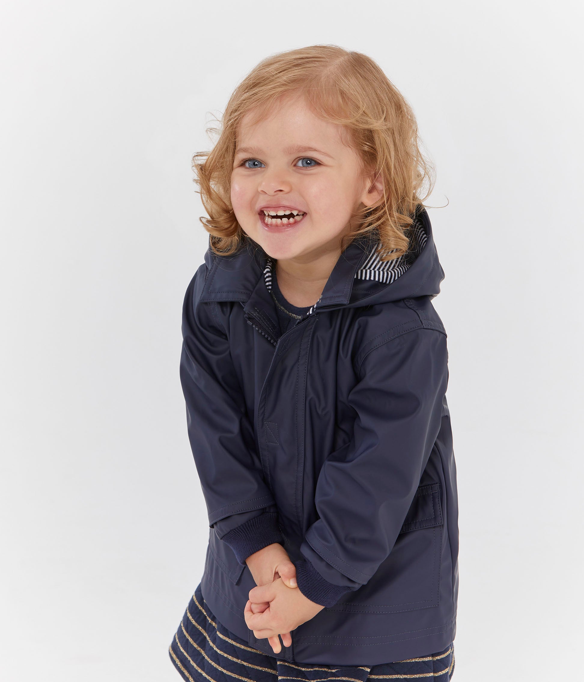 Baby Boys & Girls Navy Hooded Coat