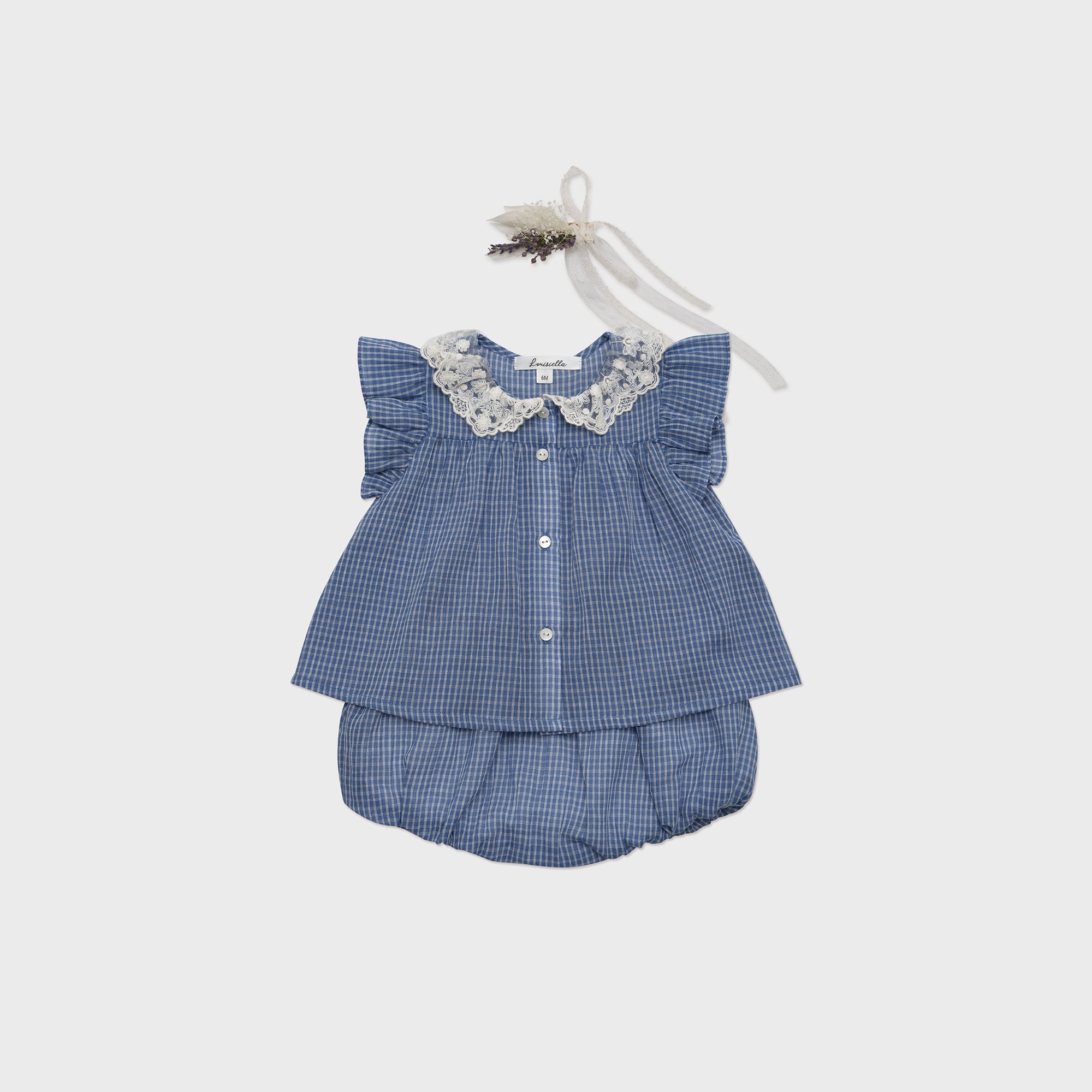 Baby Girls Blue Check Cotton Top
