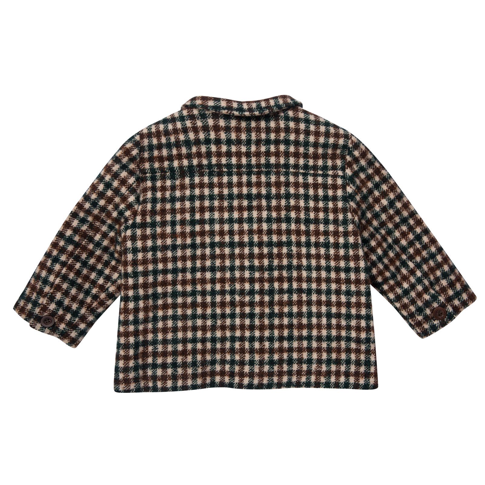 Baby Brown&Green Check Wool Coat With Flap Pockets - CÉMAROSE | Children's Fashion Store - 2