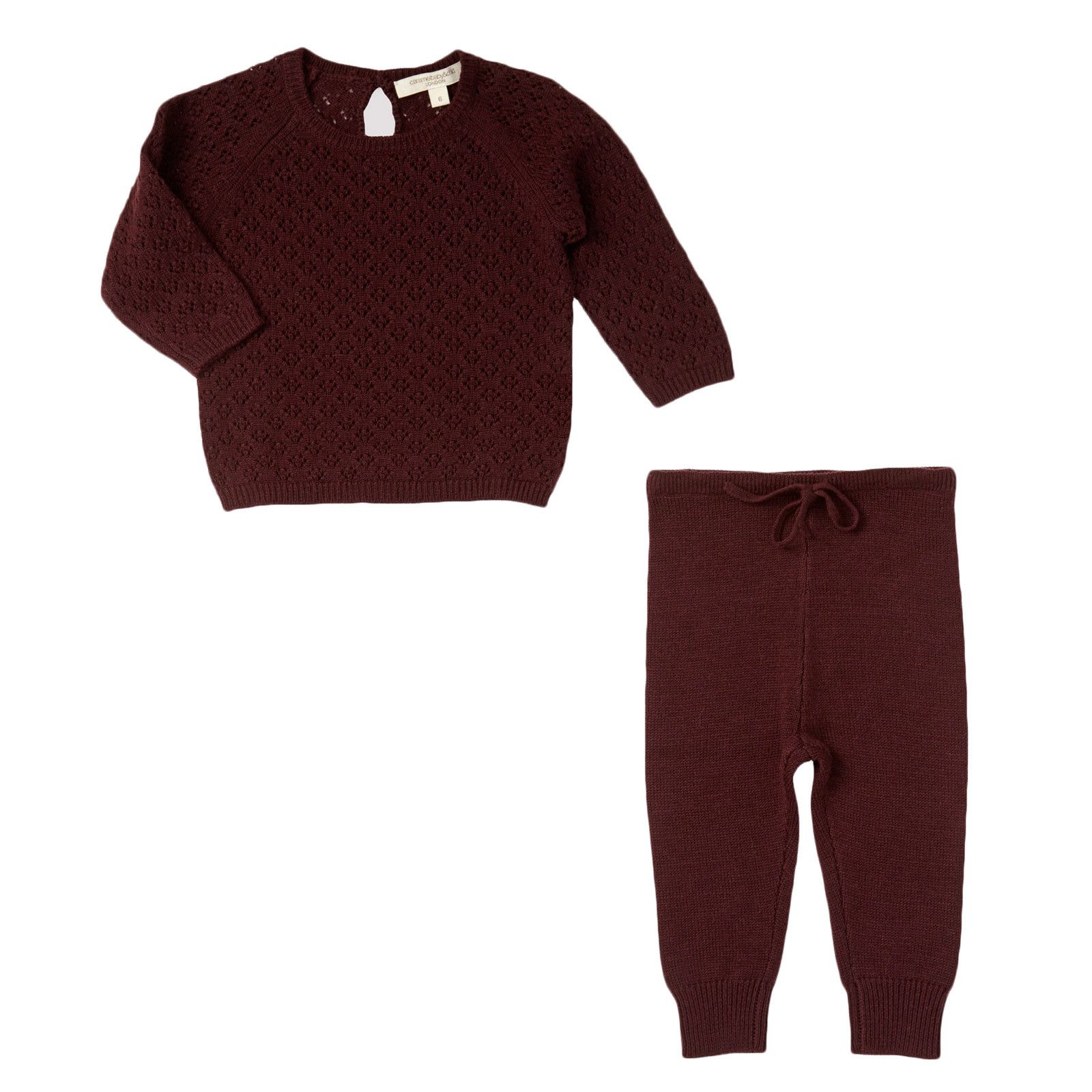 Baby Dark Red Wool Knitted Tops & Bottoms Set - CÉMAROSE | Children's Fashion Store