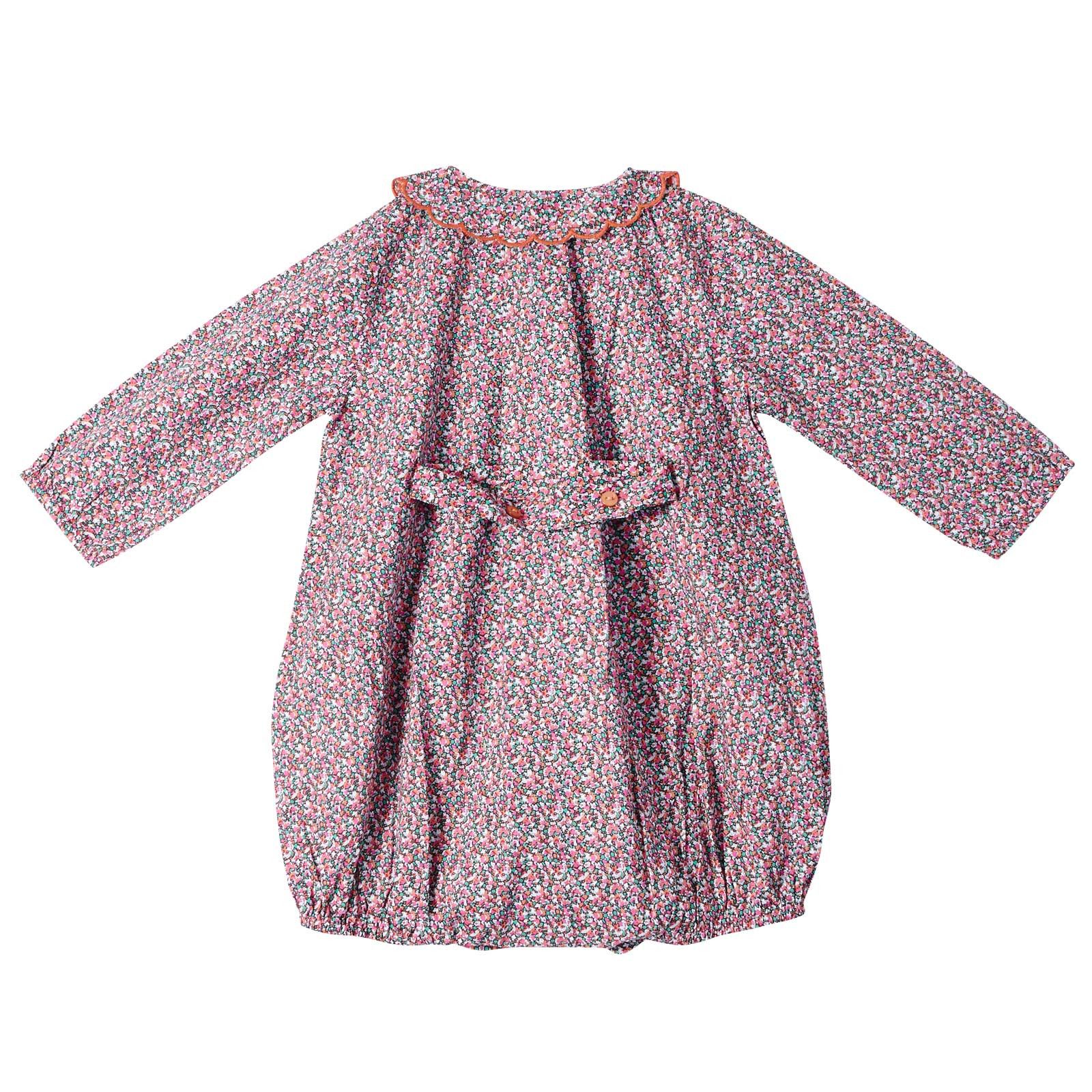 Baby Girls Pink Floral Romper With With Peter Pan Collar - CÉMAROSE | Children's Fashion Store - 2