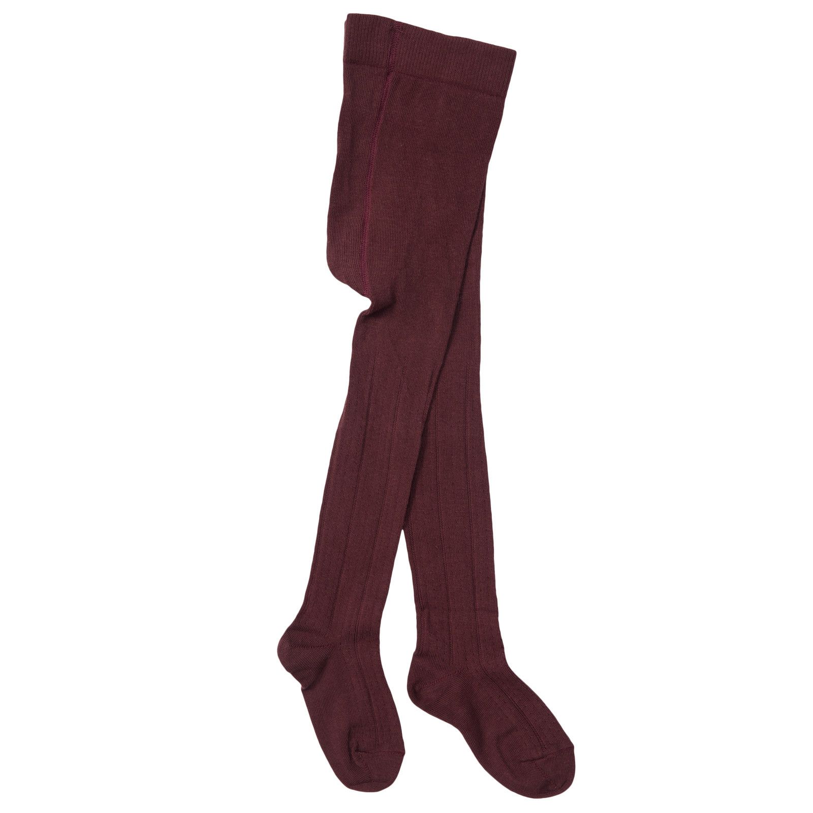 Girls Dark Red Knitted Ribben Tights - CÉMAROSE | Children's Fashion Store - 1