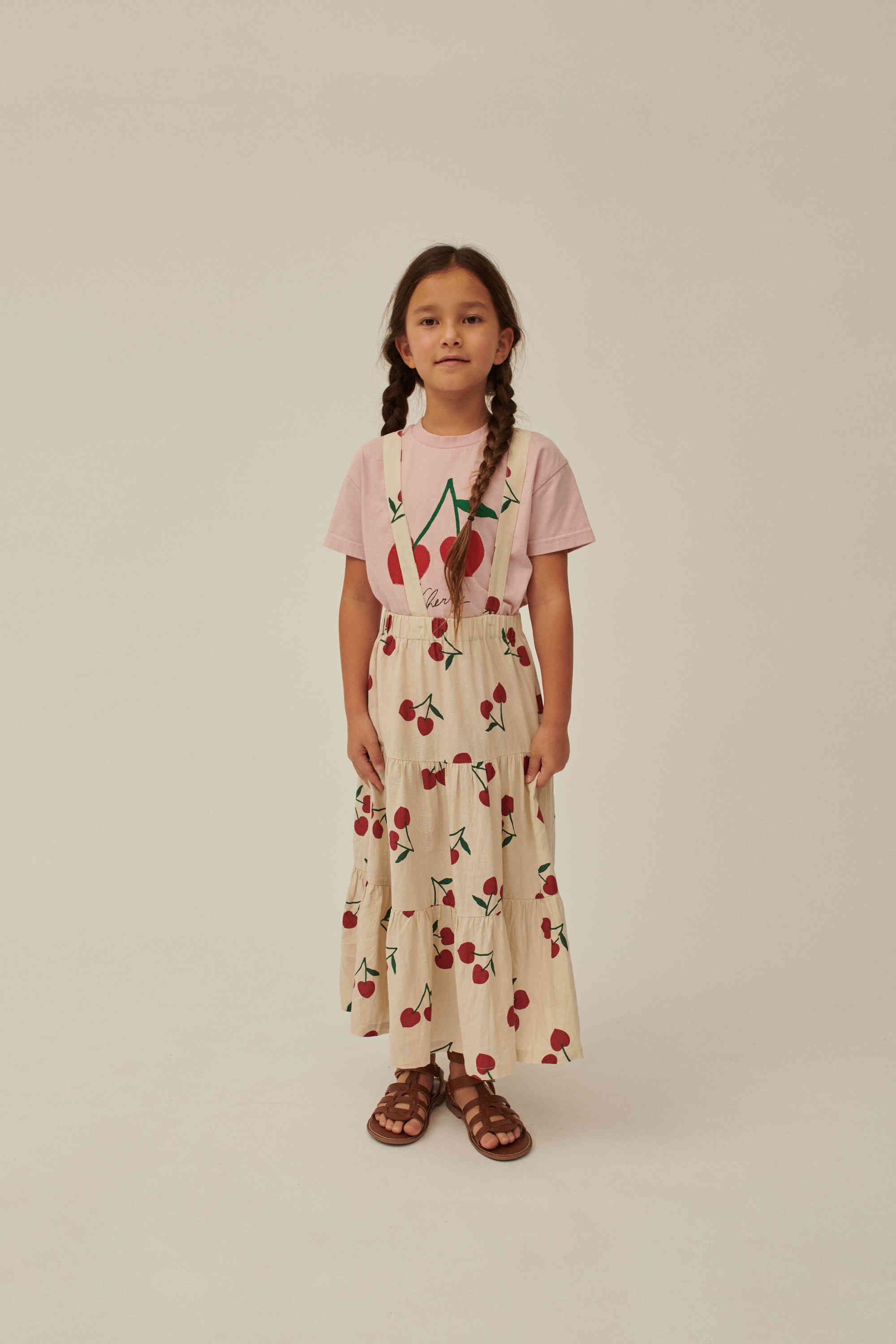Girls Pink Cherry Cotton T-Shirt