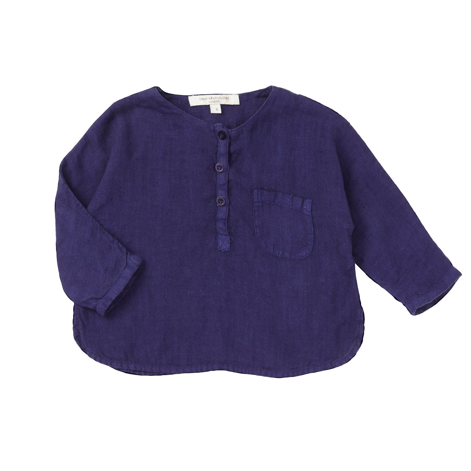 Baby Boys Navy Blue Linen Shirt With Patch Pocket - CÉMAROSE | Children's Fashion Store