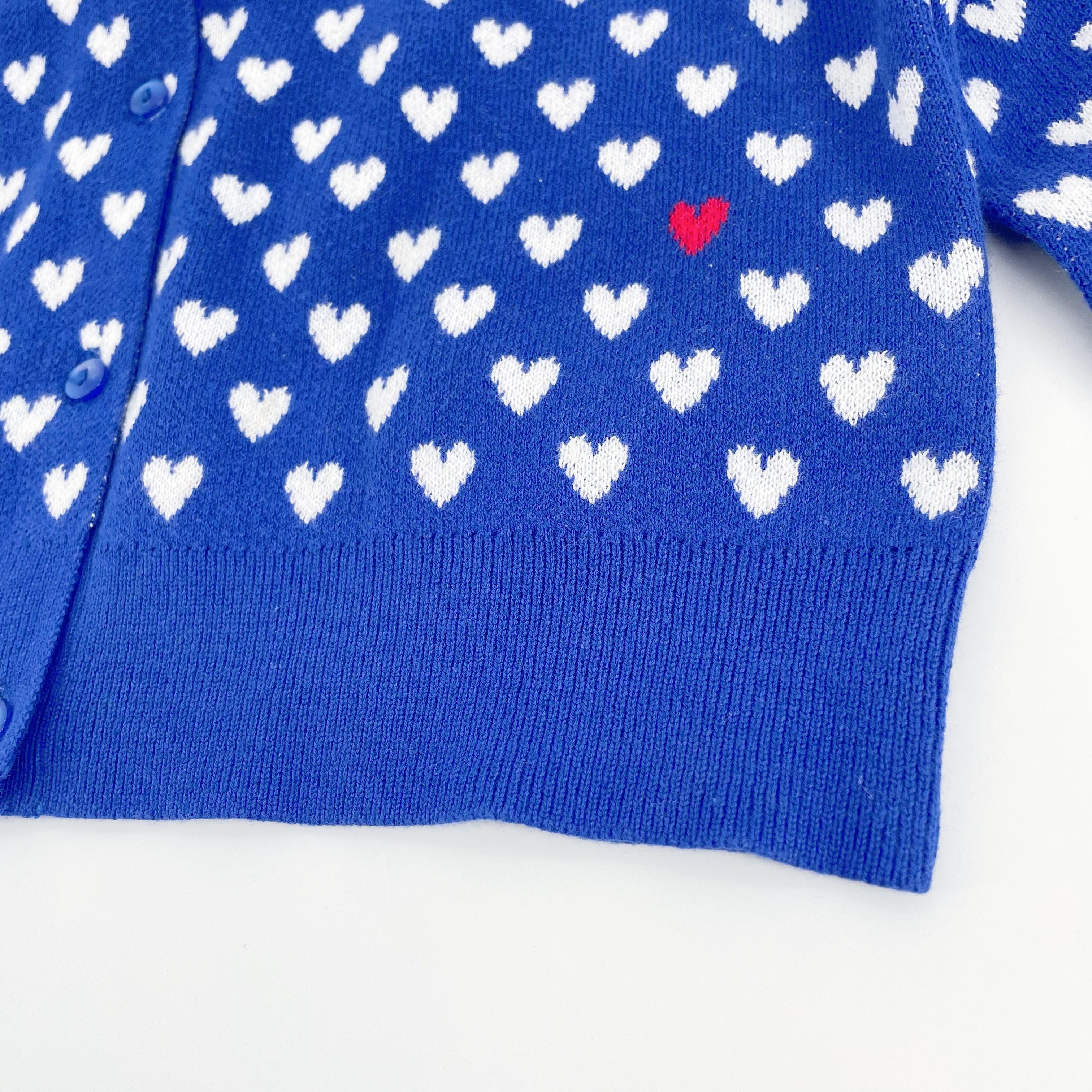 Girls Blue Hearts Cotton Cardigan