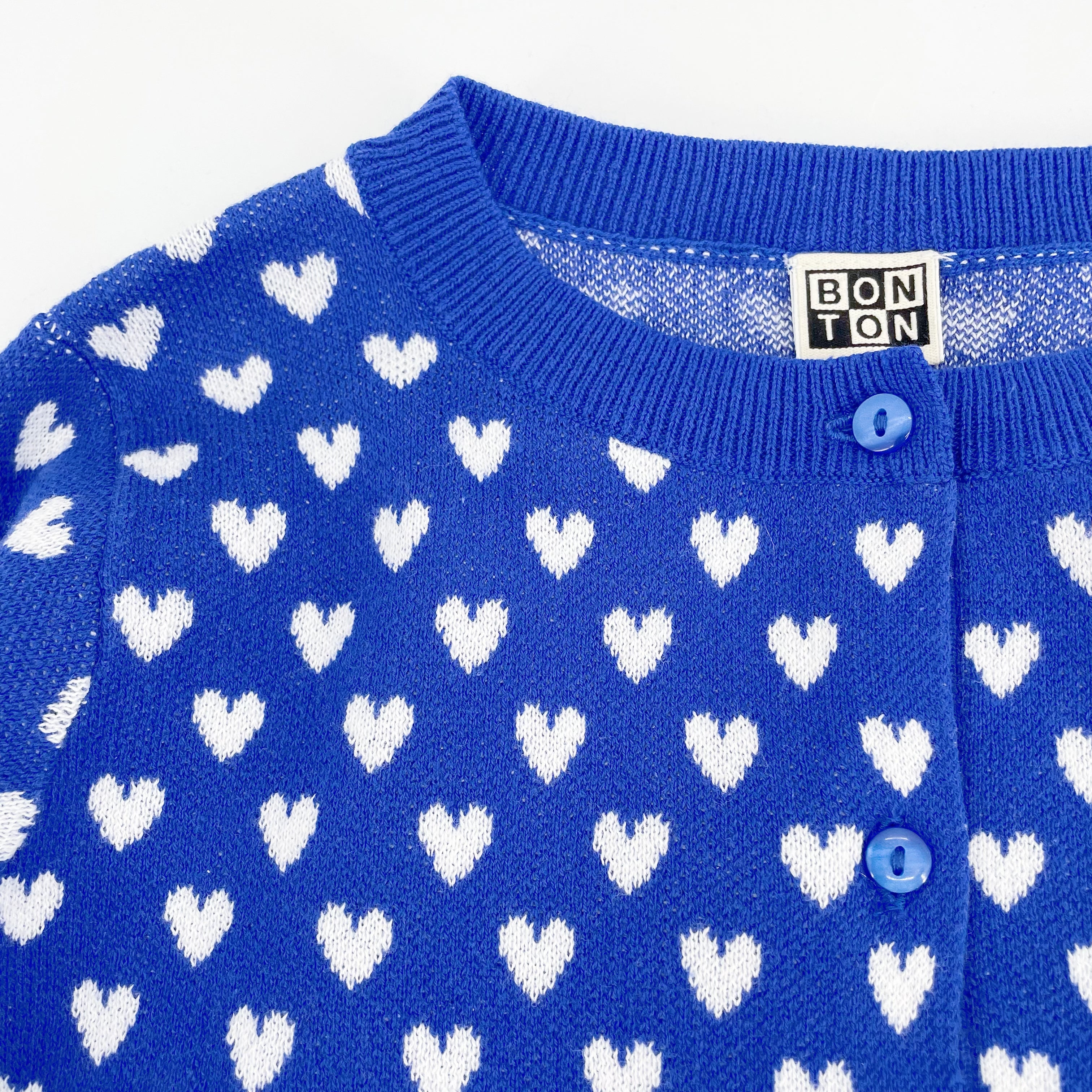 Girls Blue Hearts Cotton Cardigan