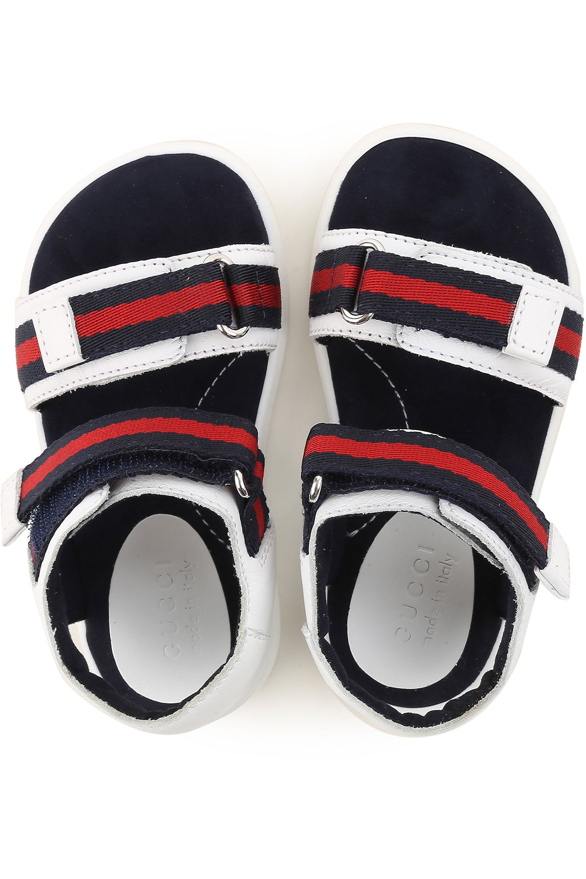 Boys White Leather & Web Sandals