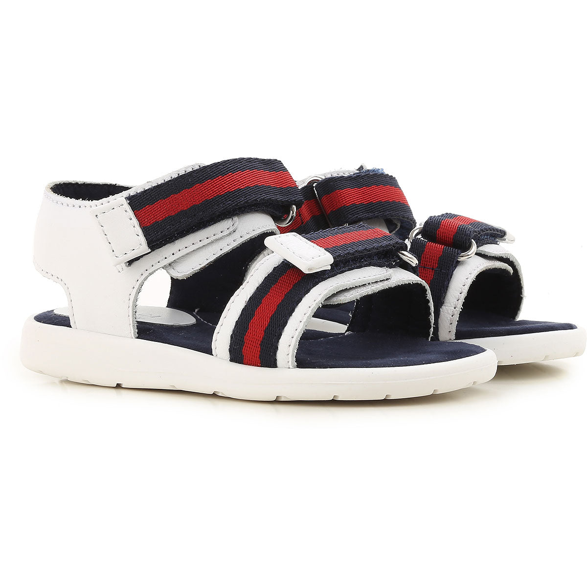 Baby Boys White Leather & Web Sandals