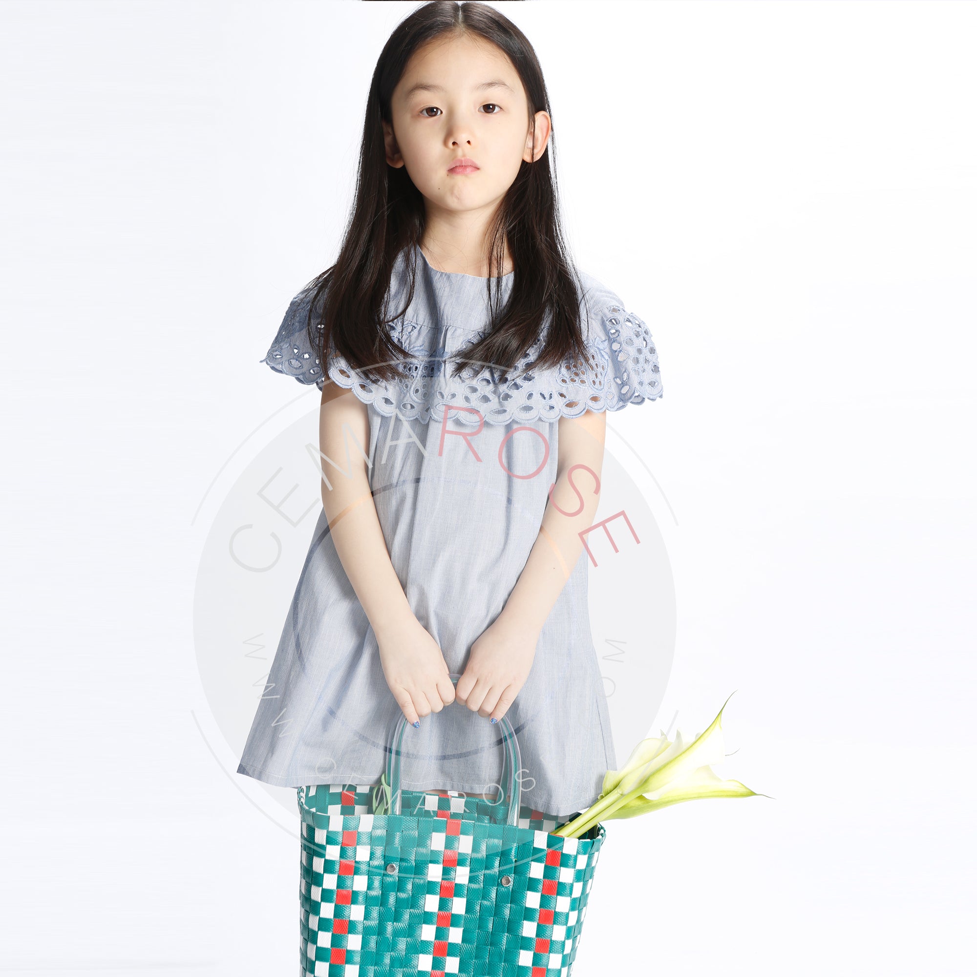 Girls Denim Blue Cotton Dress