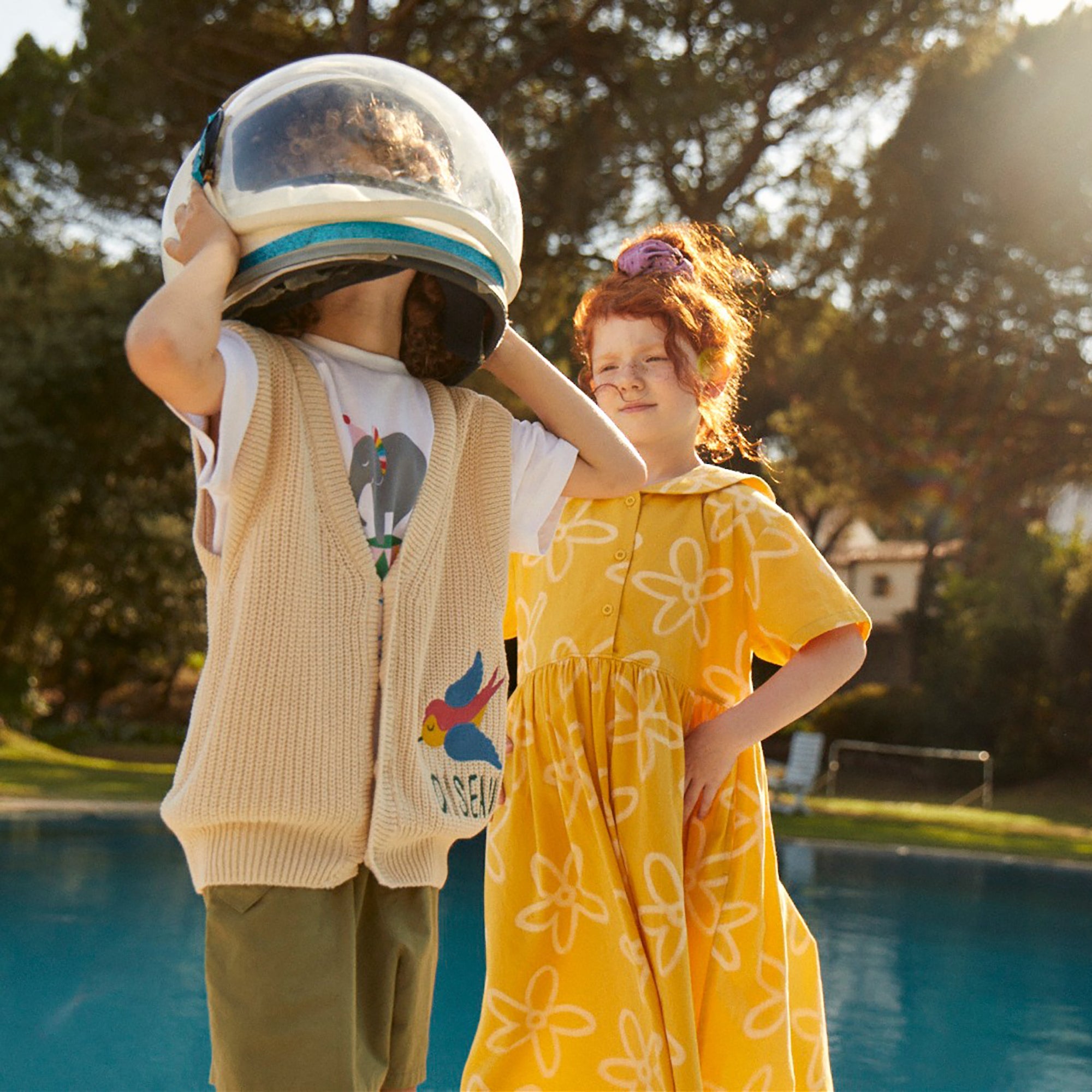Girls Yellow Flowers Cotton Dress