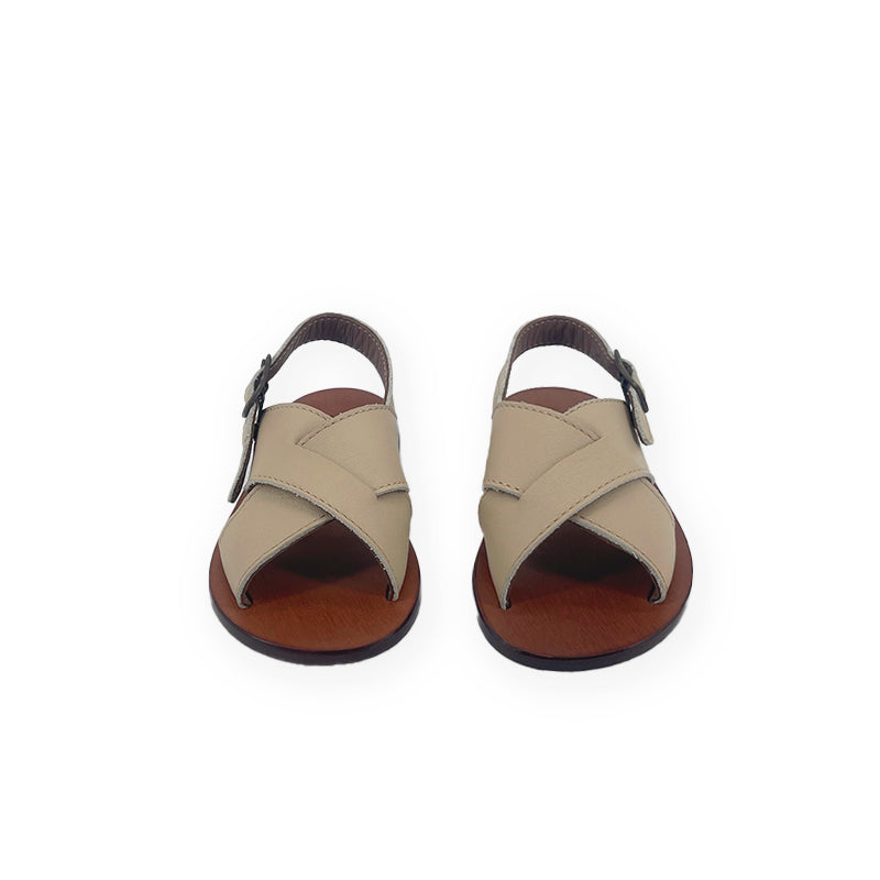 Boys & Girls Beige Leather Sandals