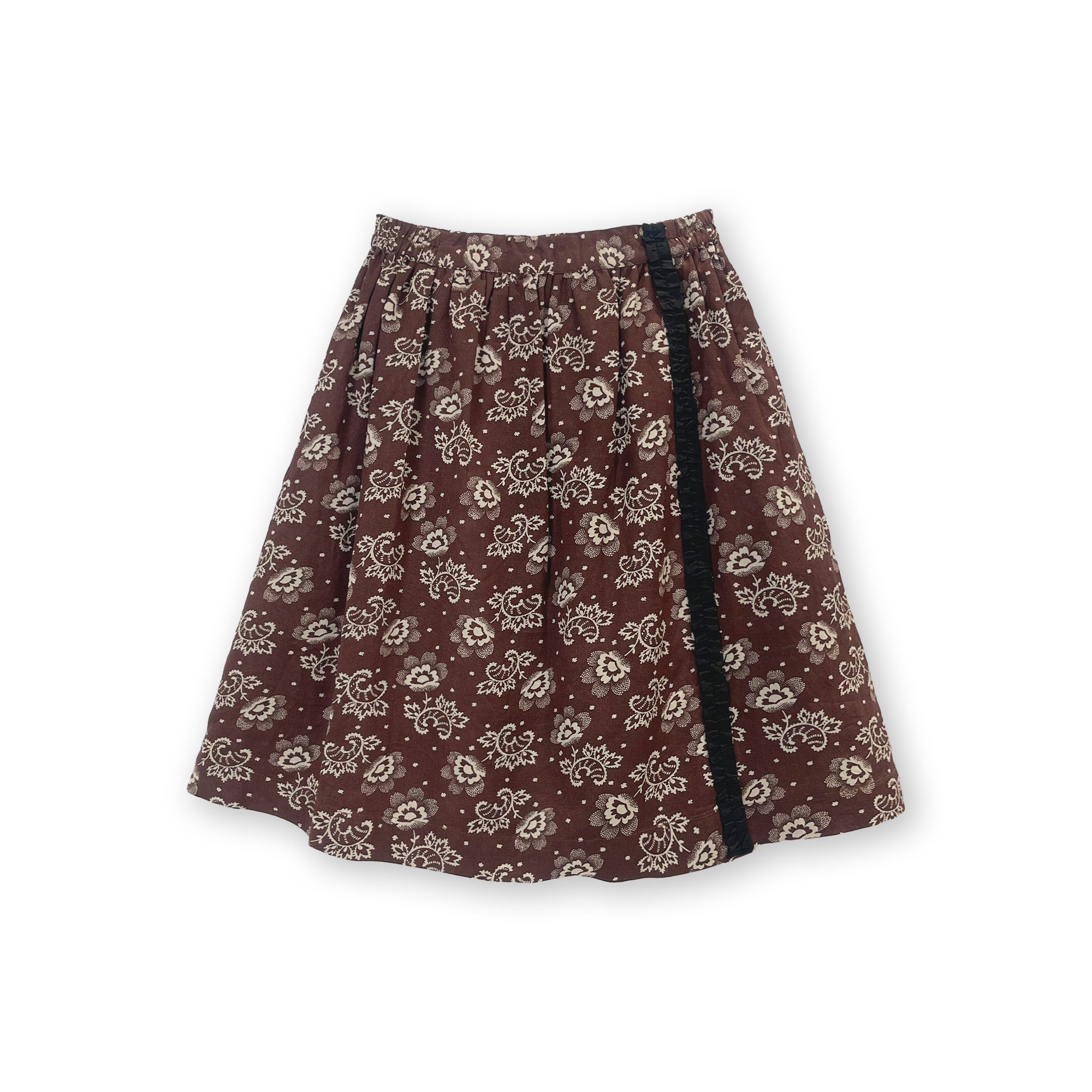 Girls Brown Printed Skirt