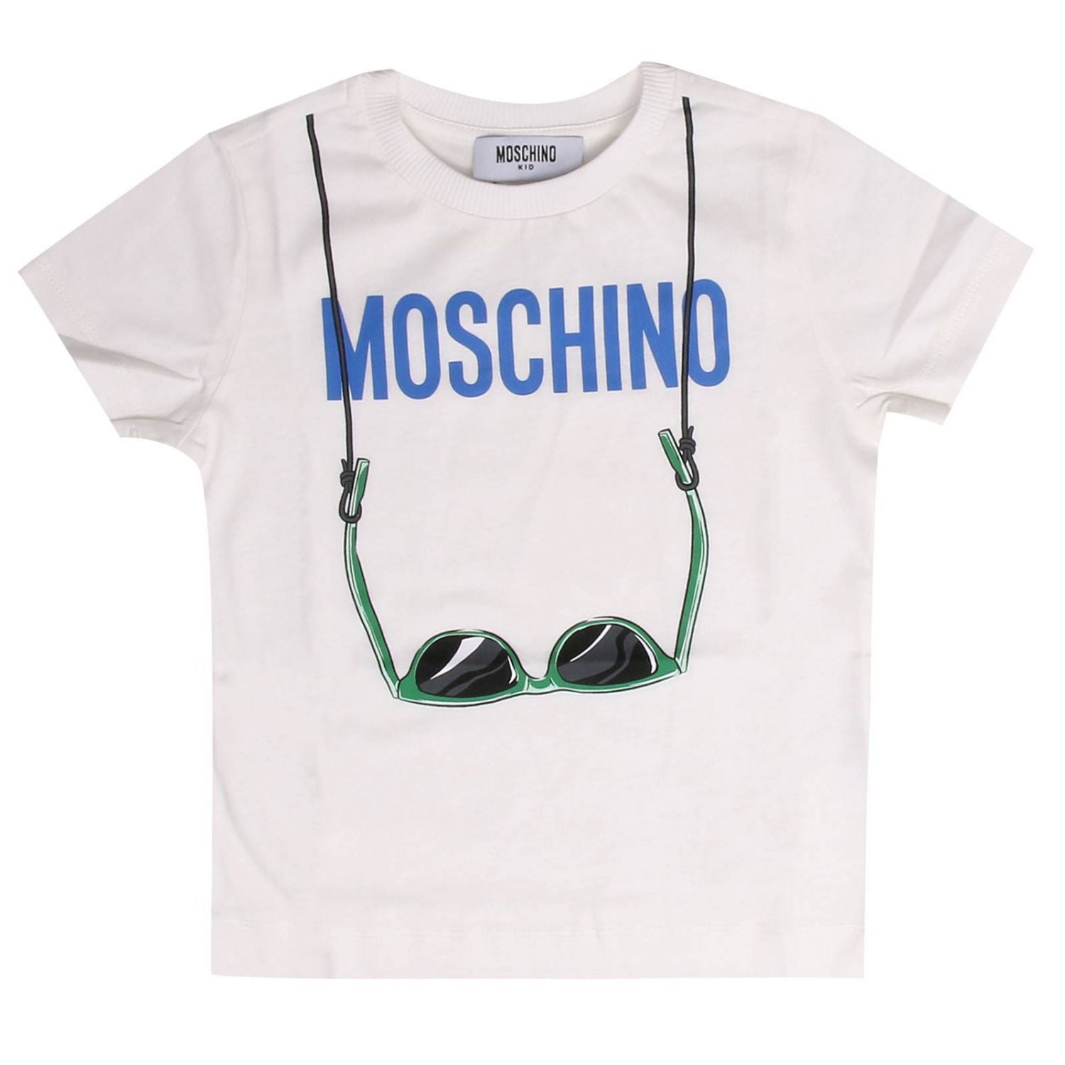 Boys & Girls White Printed Cotton T-Shirt