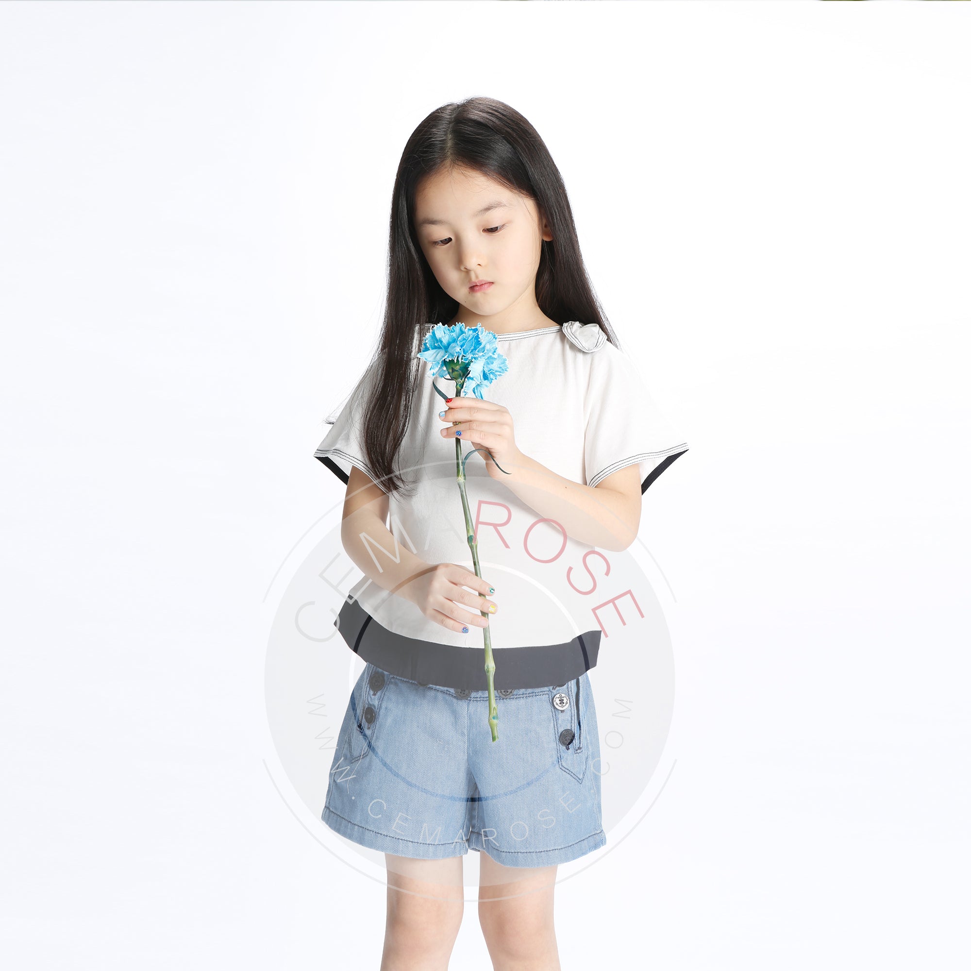 Girls White Cotton T-shirt