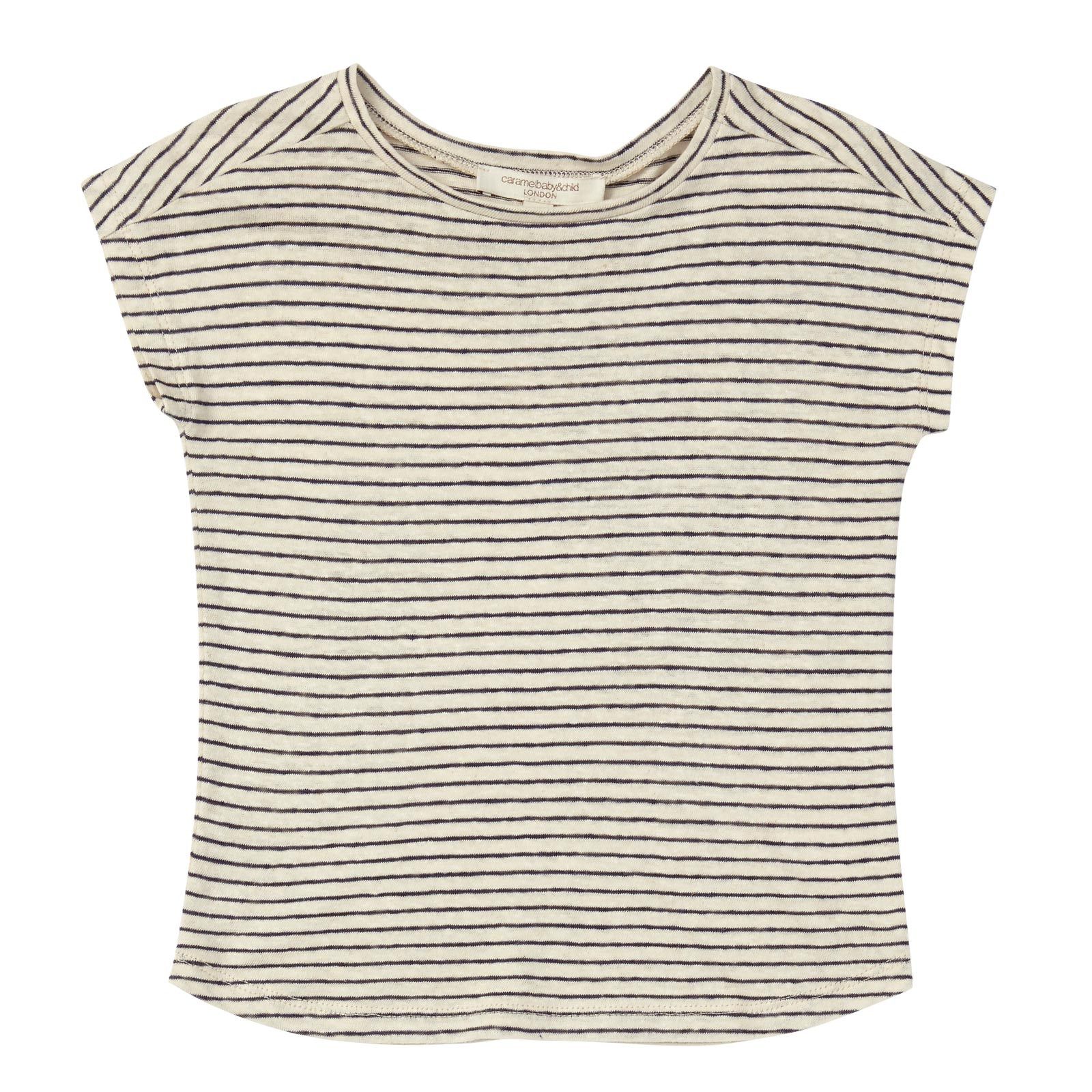 Girls Navy Blue&White Stripe Jersey T-Shirt - CÉMAROSE | Children's Fashion Store