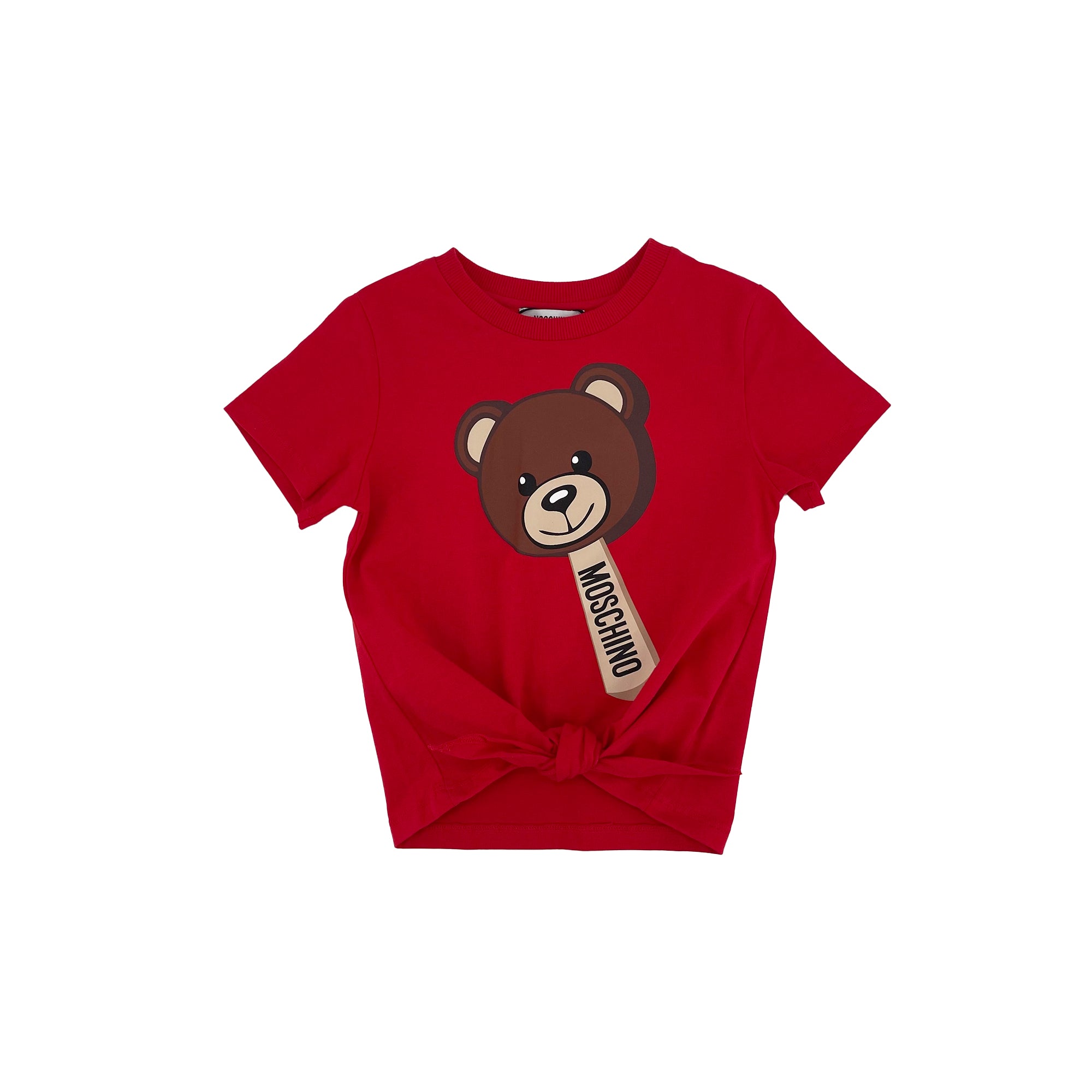 Girls Red Printed Cotton T-Shirt