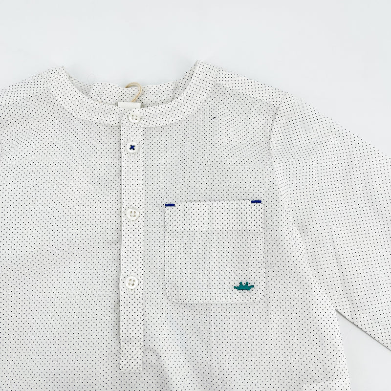 Baby Boys Multicolor Stripe Dot Printed Grandad Shirt