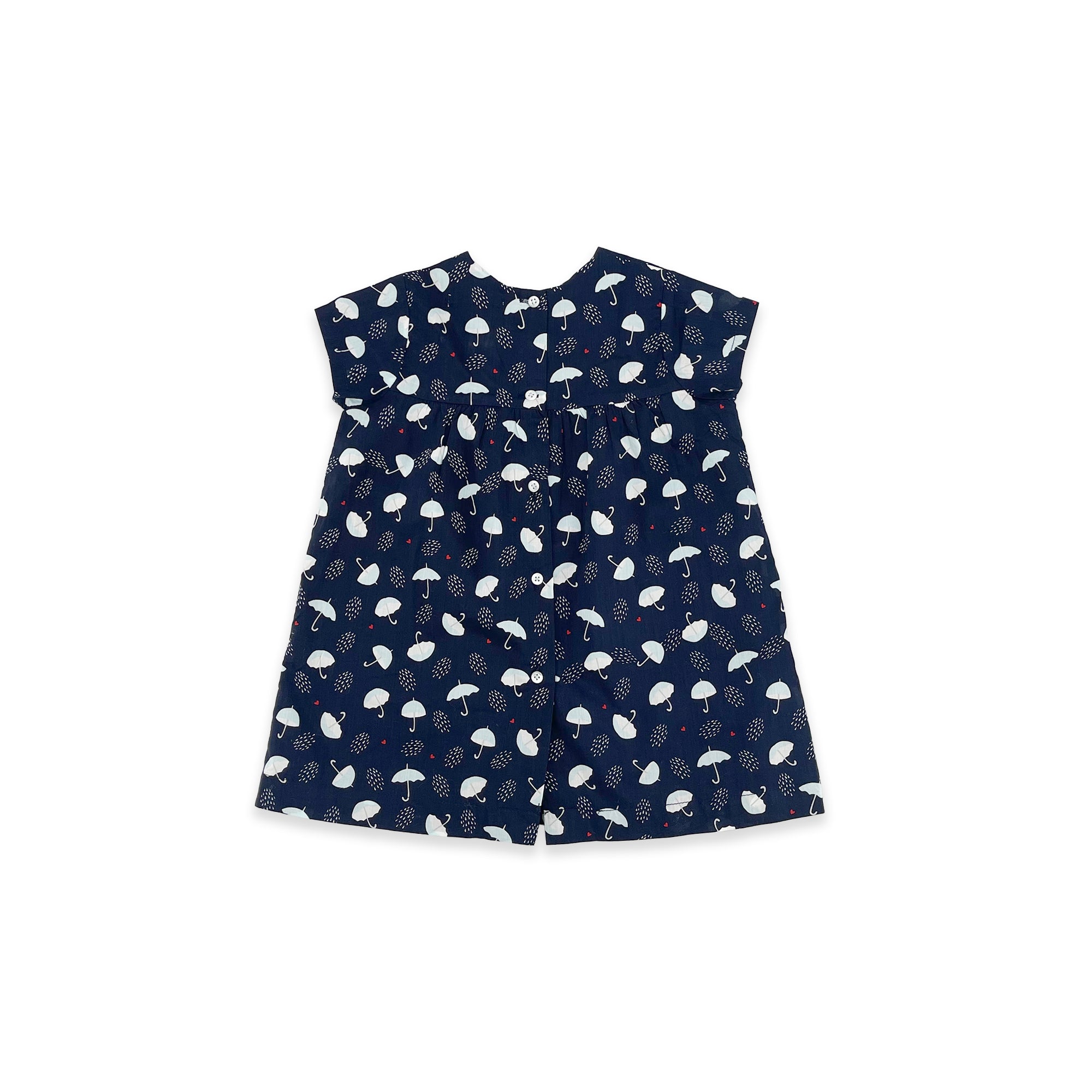 Baby Girls Black Short Sleeve Umbrella Printed Dress