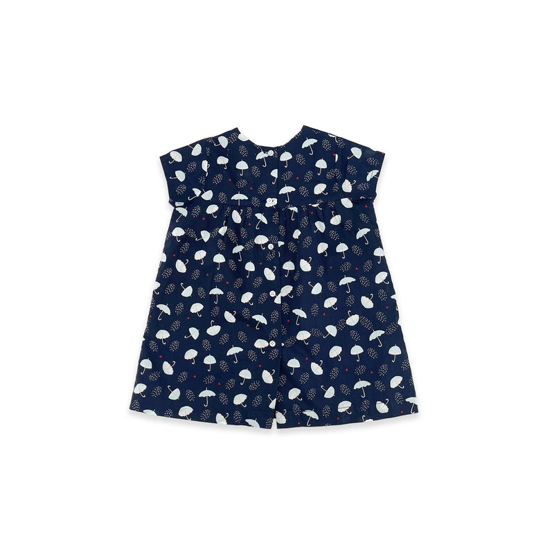 Baby Girls Black Short Sleeve Umbrella Printed Dress