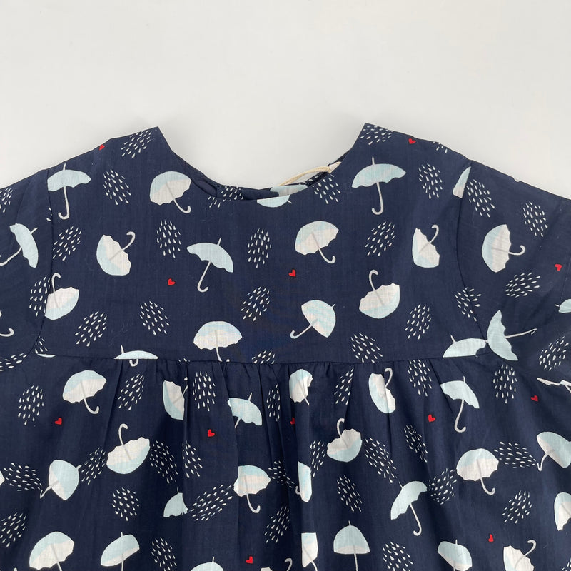 Baby Girls Black Short Sleeve Umbrella Printed Dress
