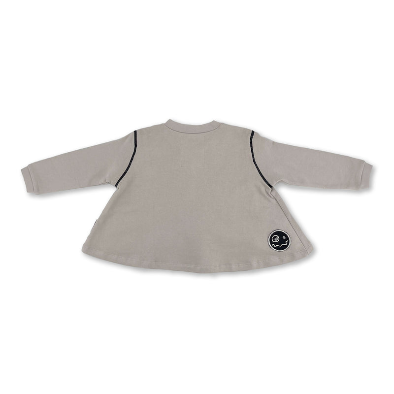 Girls Grey T-Shirt With Black Printed Tear Heart Face