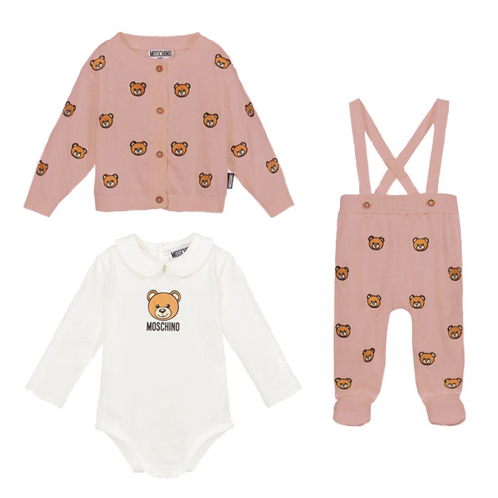 Baby Girls Pink Knit Babysuit Set