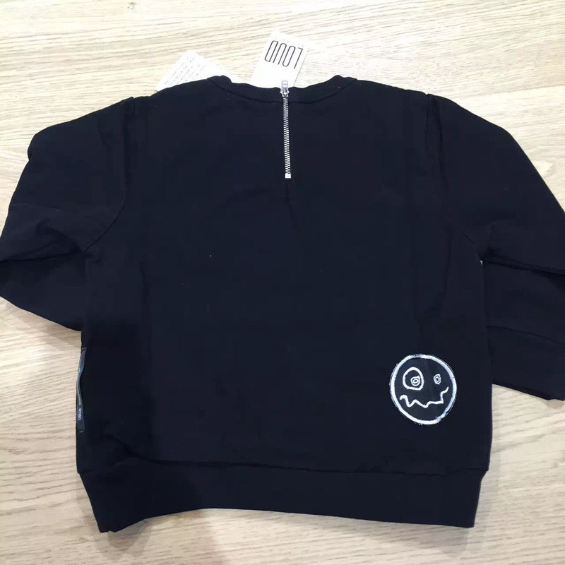 Boys&Girls Black Sweatshirt With Black Printed Trims - CÉMAROSE | Children's Fashion Store - 2