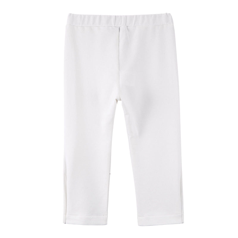 Baby Girls White Cotton Trousers With Gold Spot Trims - CÉMAROSE | Children's Fashion Store - 4