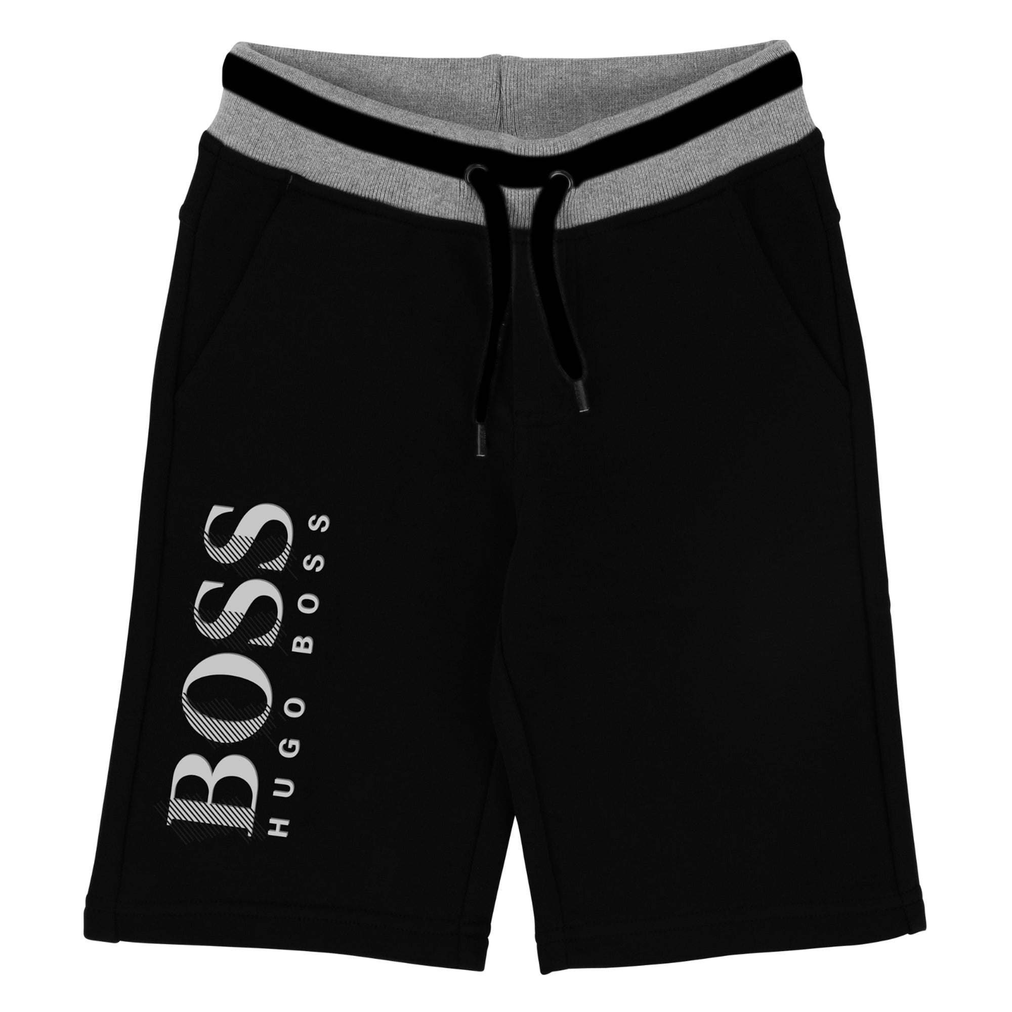 Boys Black Logo Printed Shorts